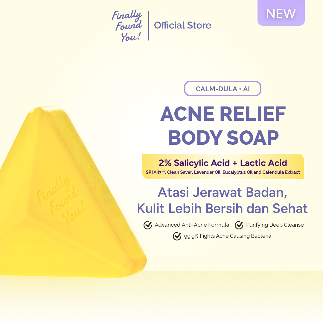 Finally Found You! CALM-DULA + AI Acne Relief Body Soap | Sabun Badan Anti Jerawat & Menenangkan Kulit Sensitif