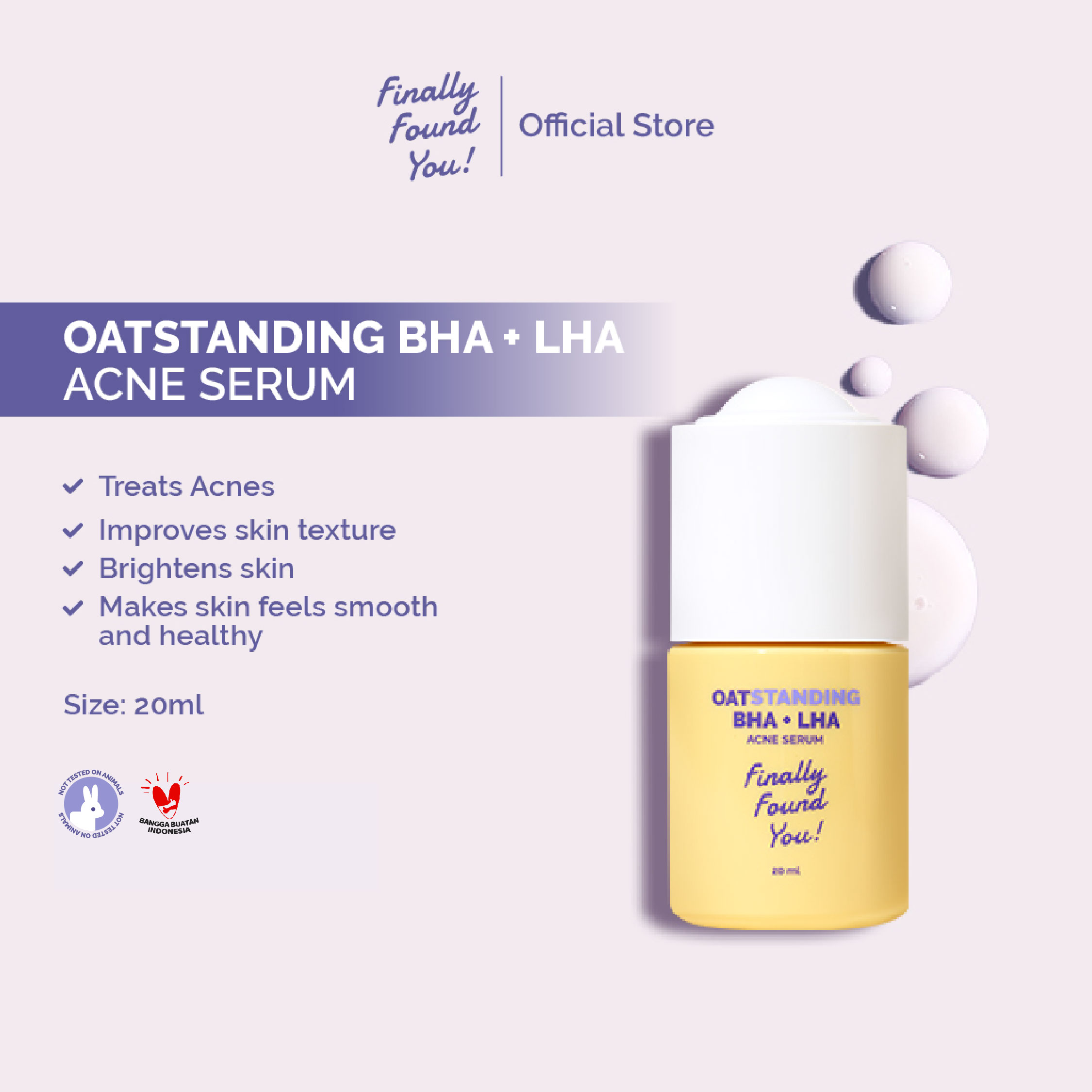 Finally Found You! OATSTANDING BHA + LHA Acne Serum - Serum untuk Merawat Kulit dan Melawan Bakteri Jerawat 20ml