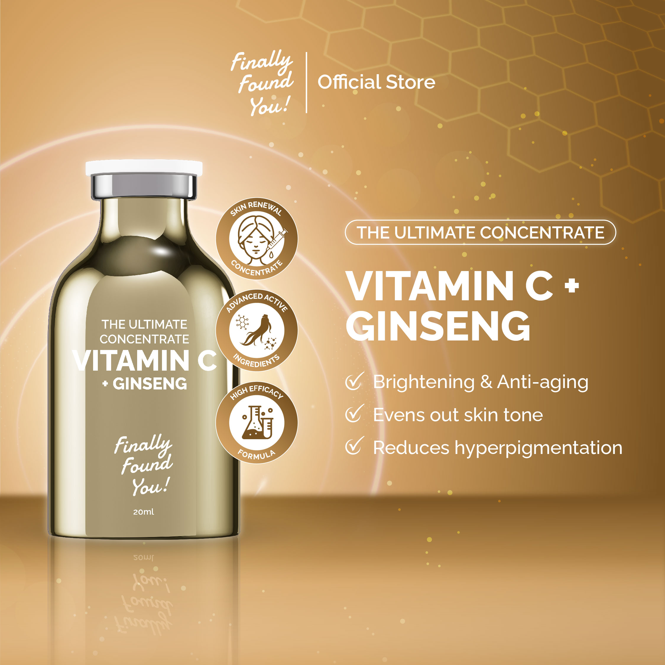 The Ultimate Concentrate Vitamin C + Ginseng 20mL | Brightening & Dark Spot Serum untuk mencerahkan kulit dan meratakan warna kulit