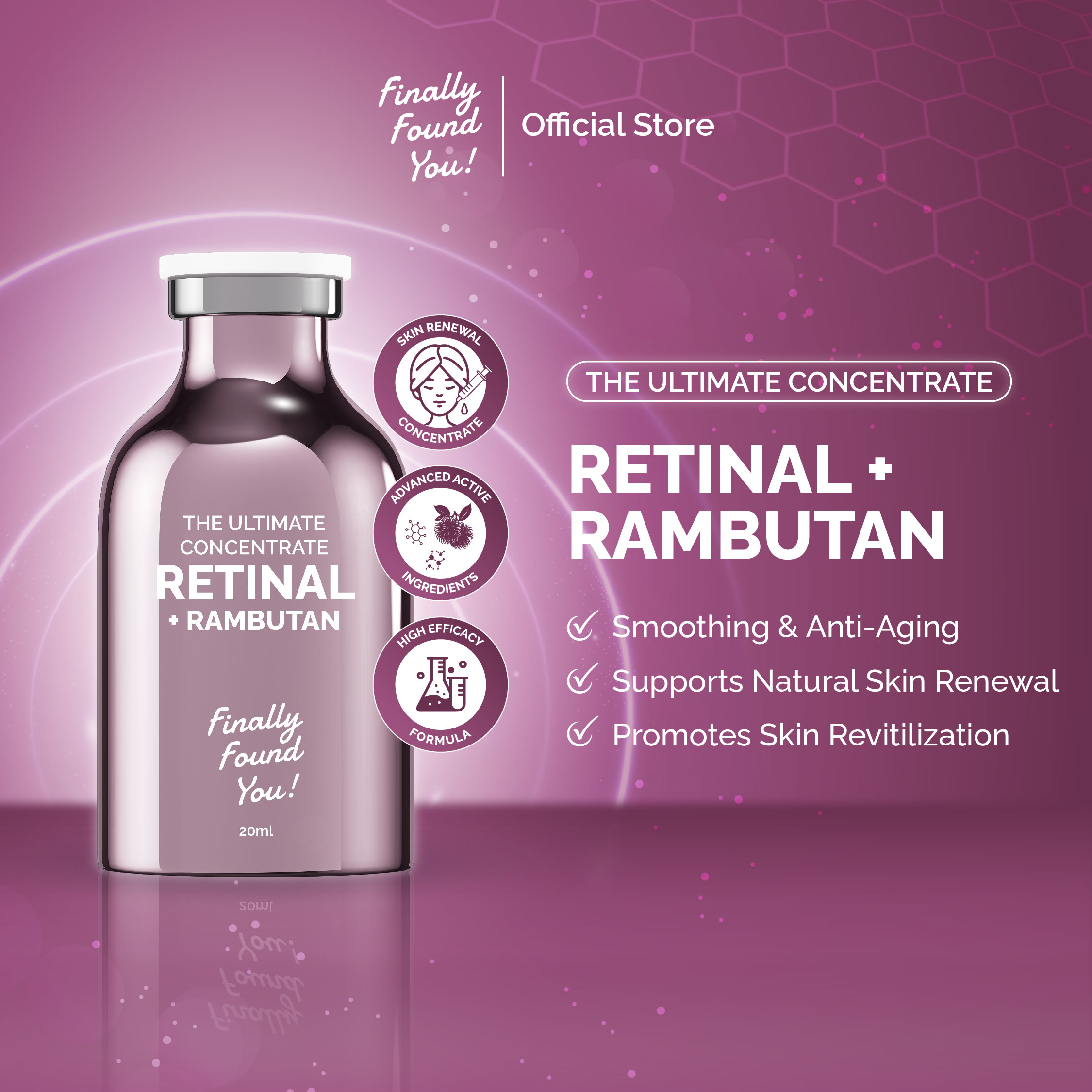 The Ultimate Concentrate Retinal + Rambutan 20mL | Smoothing & Acne Care Serum untuk menghaluskan tekstur kulit dan mengurangi jerawat