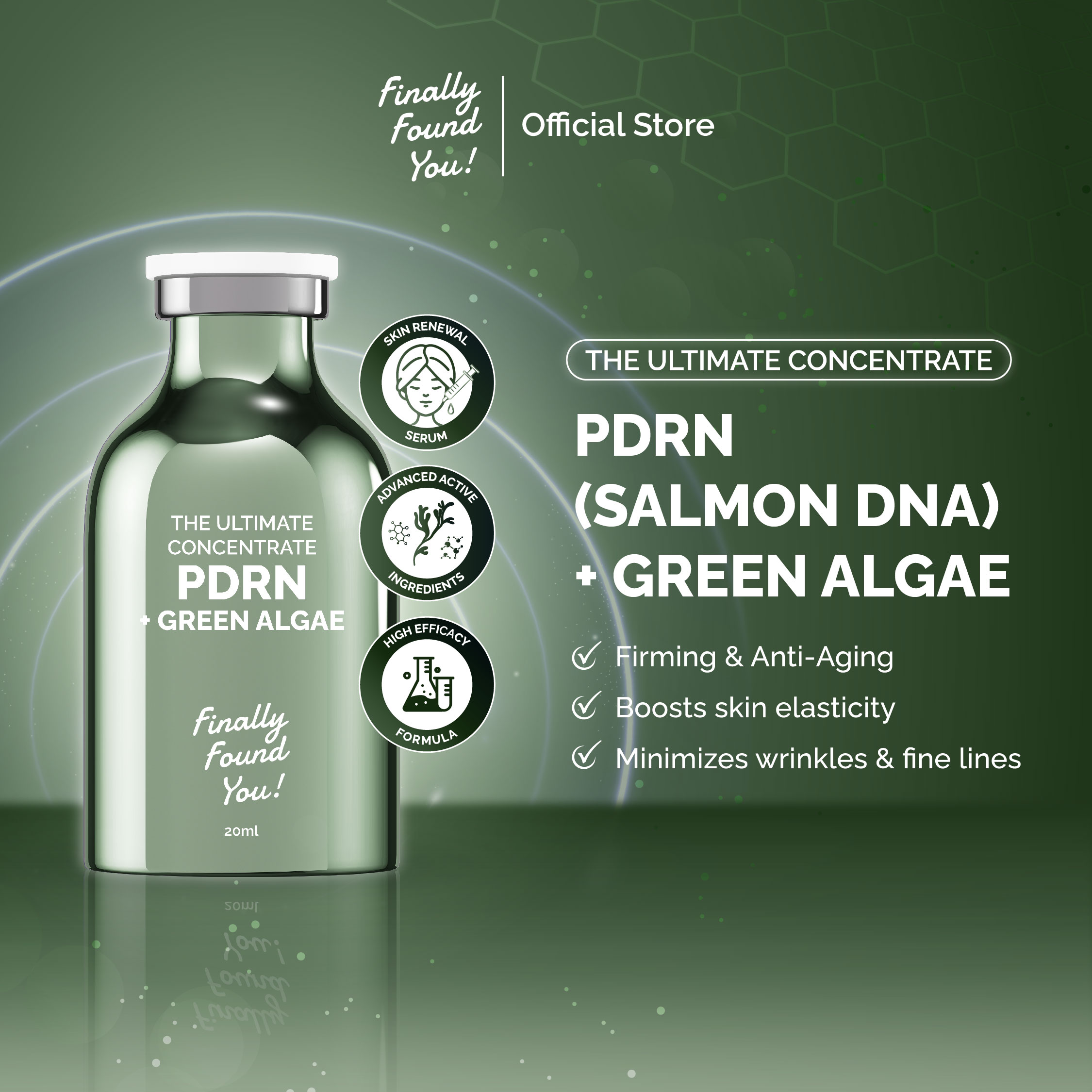 The Ultimate Concentrate PDRN + Green Algae 20mL | Firming & Lifting Serum untuk membantu mengencangkan kulit dan mengurangi garis halus & kerutan