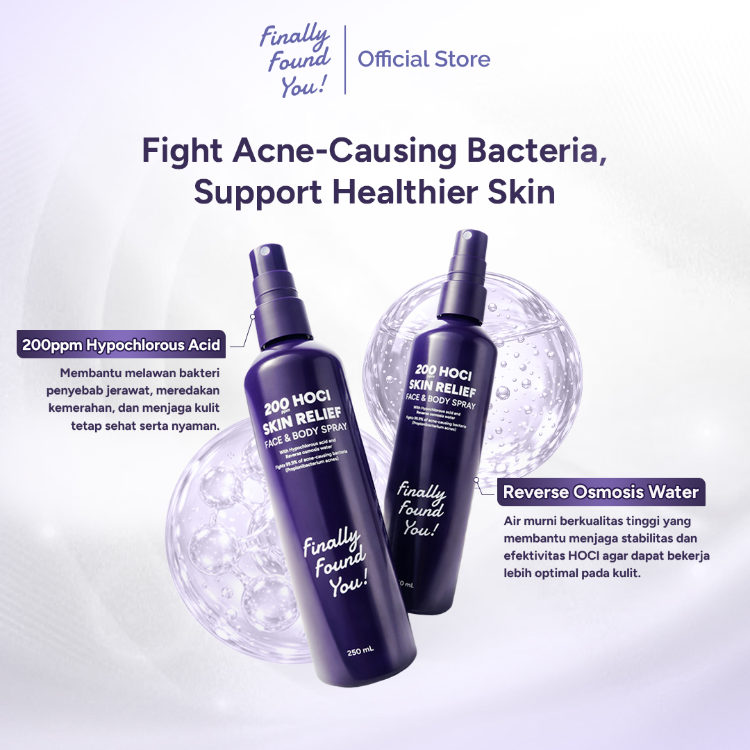 Finally Found You! 200 ppm HOCl Skin Relief Face & Body Spray 250mL | Spray untuk Menenangkan Kulit Berjerawat, Kemerahan, dan Iritasi pada Wajah & Badan