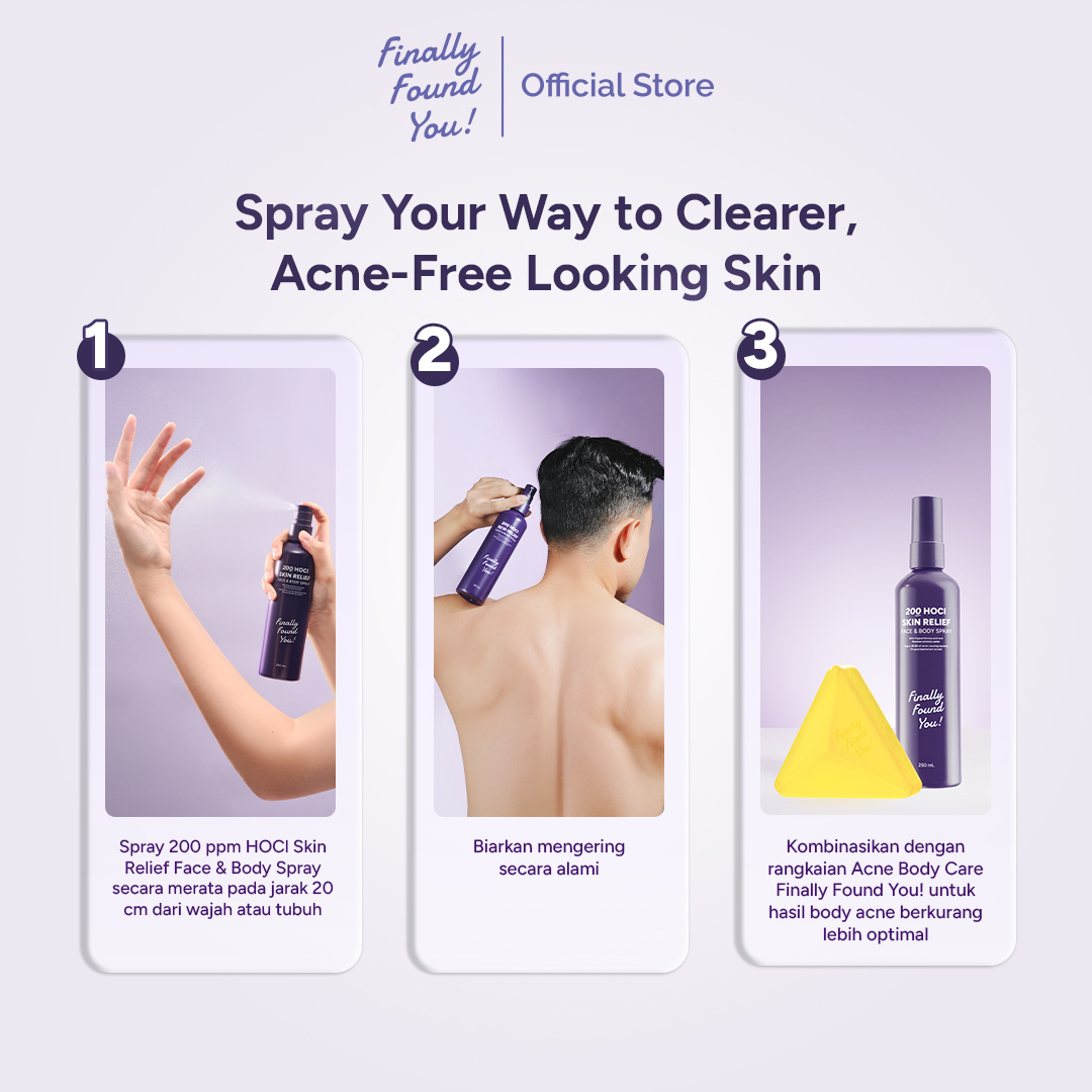 Finally Found You! 200 ppm HOCl Skin Relief Face & Body Spray 250mL | Spray untuk Menenangkan Kulit Berjerawat, Kemerahan, dan Iritasi pada Wajah & Badan