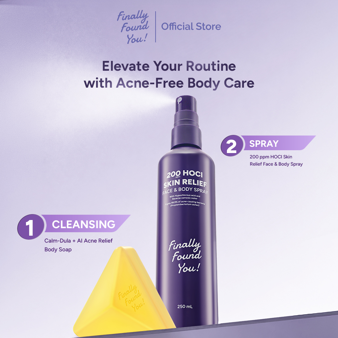 Finally Found You! 200 ppm HOCl Skin Relief Face & Body Spray 250mL | Spray untuk Menenangkan Kulit Berjerawat, Kemerahan, dan Iritasi pada Wajah & Badan