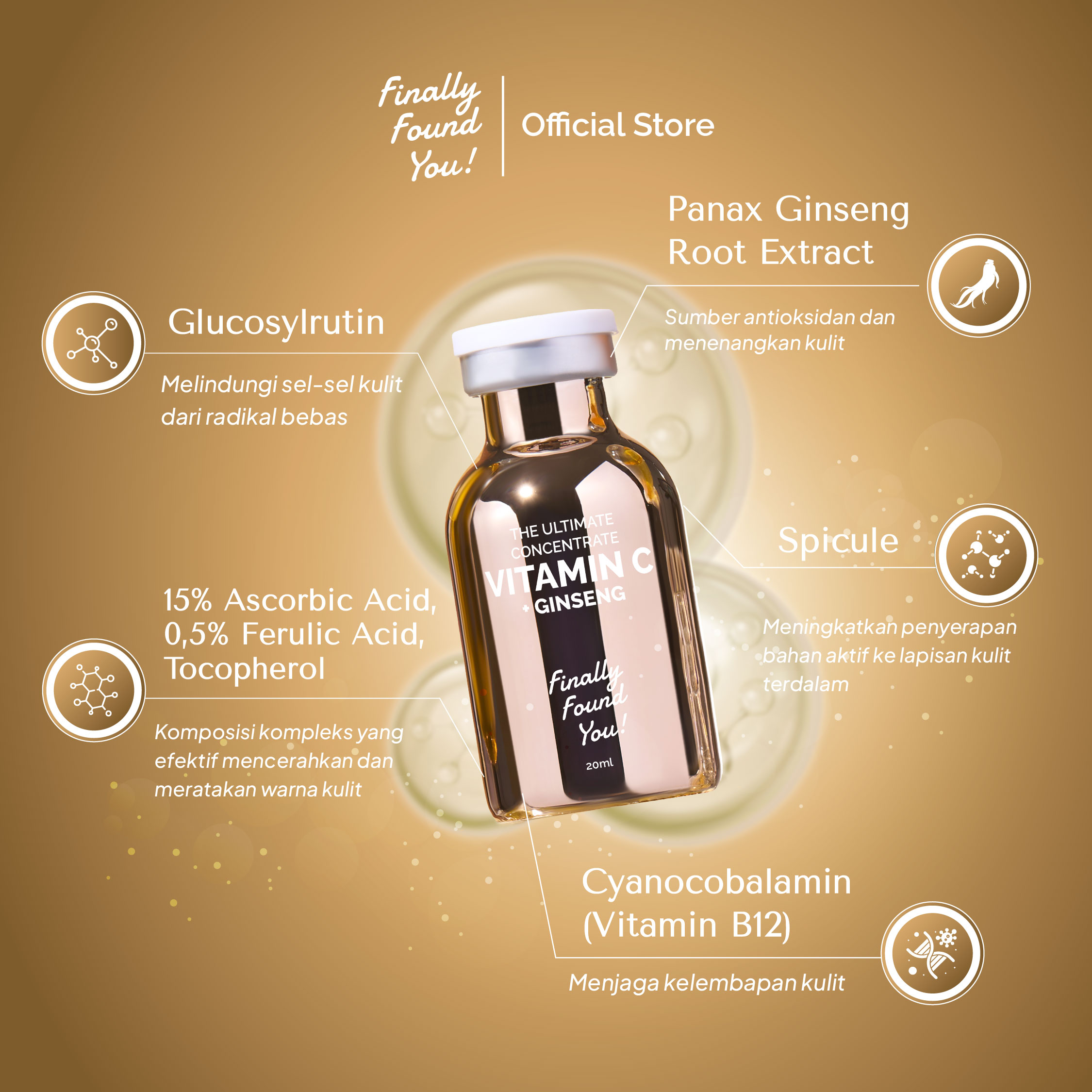 The Ultimate Concentrate Vitamin C + Ginseng 20mL | Brightening & Dark Spot Serum untuk mencerahkan kulit dan meratakan warna kulit