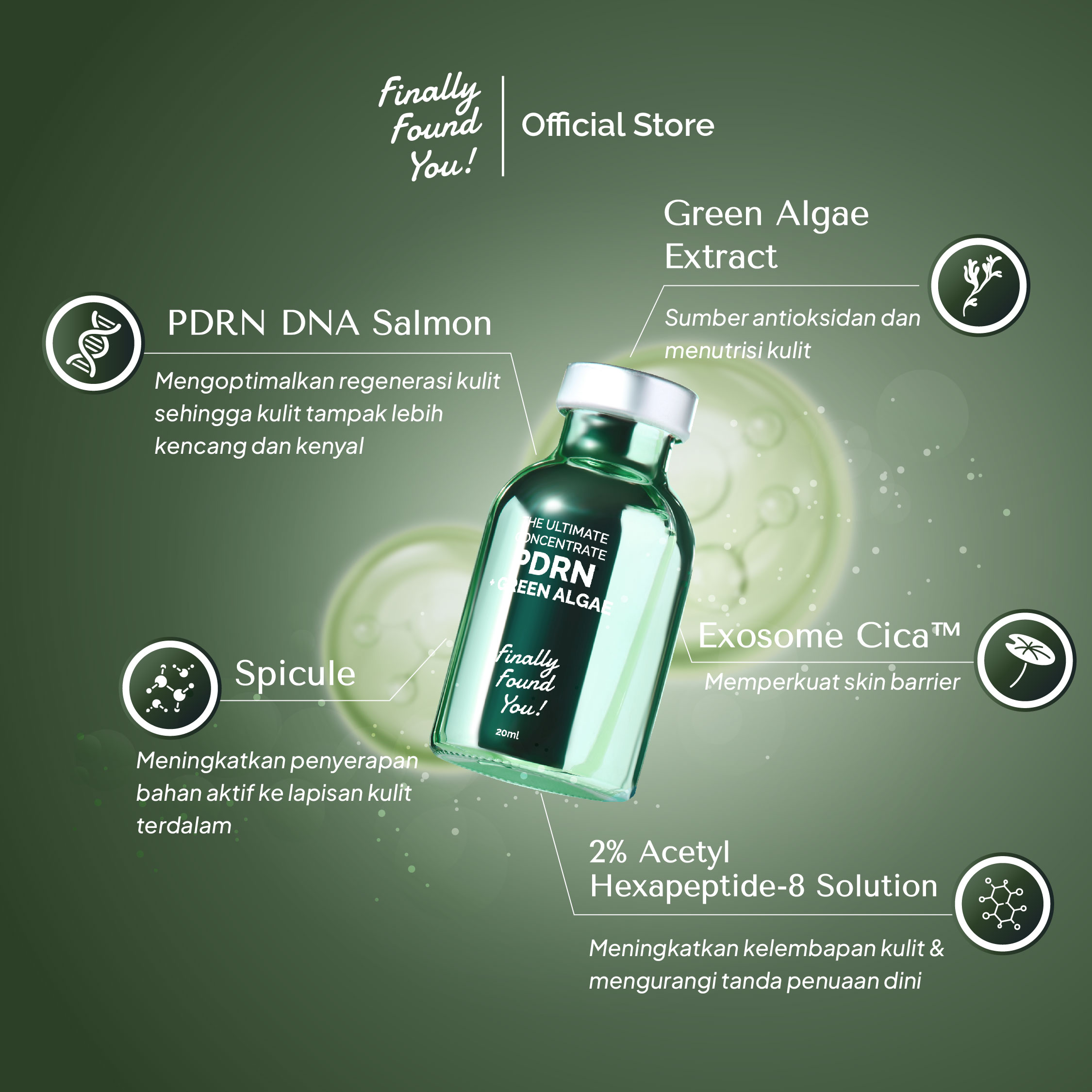 The Ultimate Concentrate PDRN + Green Algae 20mL | Firming & Lifting Serum untuk membantu mengencangkan kulit dan mengurangi garis halus & kerutan