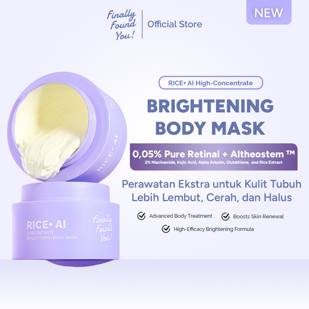 RICE+ AI High-Concentrated Brightening Body Mask | Masker Badan Pencerah untuk Kulit Kusam 100gr