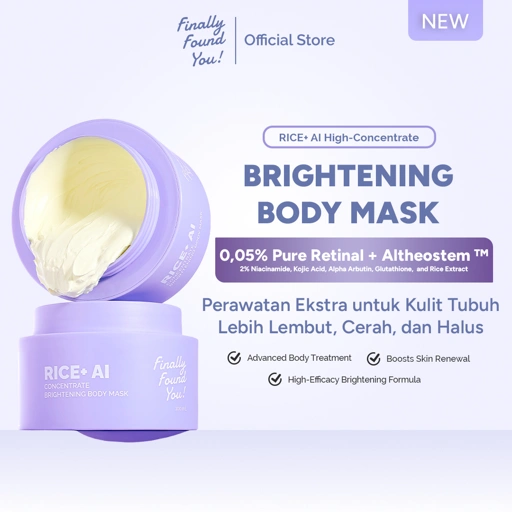 RICE+ AI High-Concentrated Brightening Body Mask | Masker Badan Pencerah untuk Kulit Kusam 100gr
