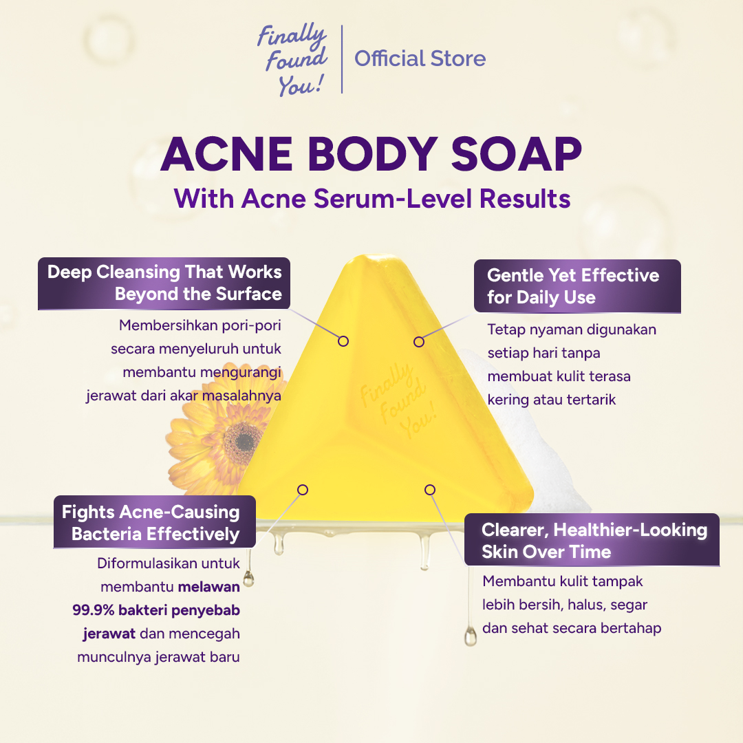 Finally Found You! CALM-DULA + AI Acne Relief Body Soap | Sabun Badan Anti Jerawat & Menenangkan Kulit Sensitif