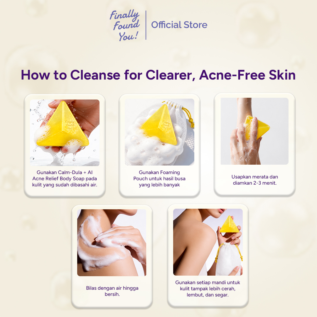 Finally Found You! CALM-DULA + AI Acne Relief Body Soap | Sabun Badan Anti Jerawat & Menenangkan Kulit Sensitif