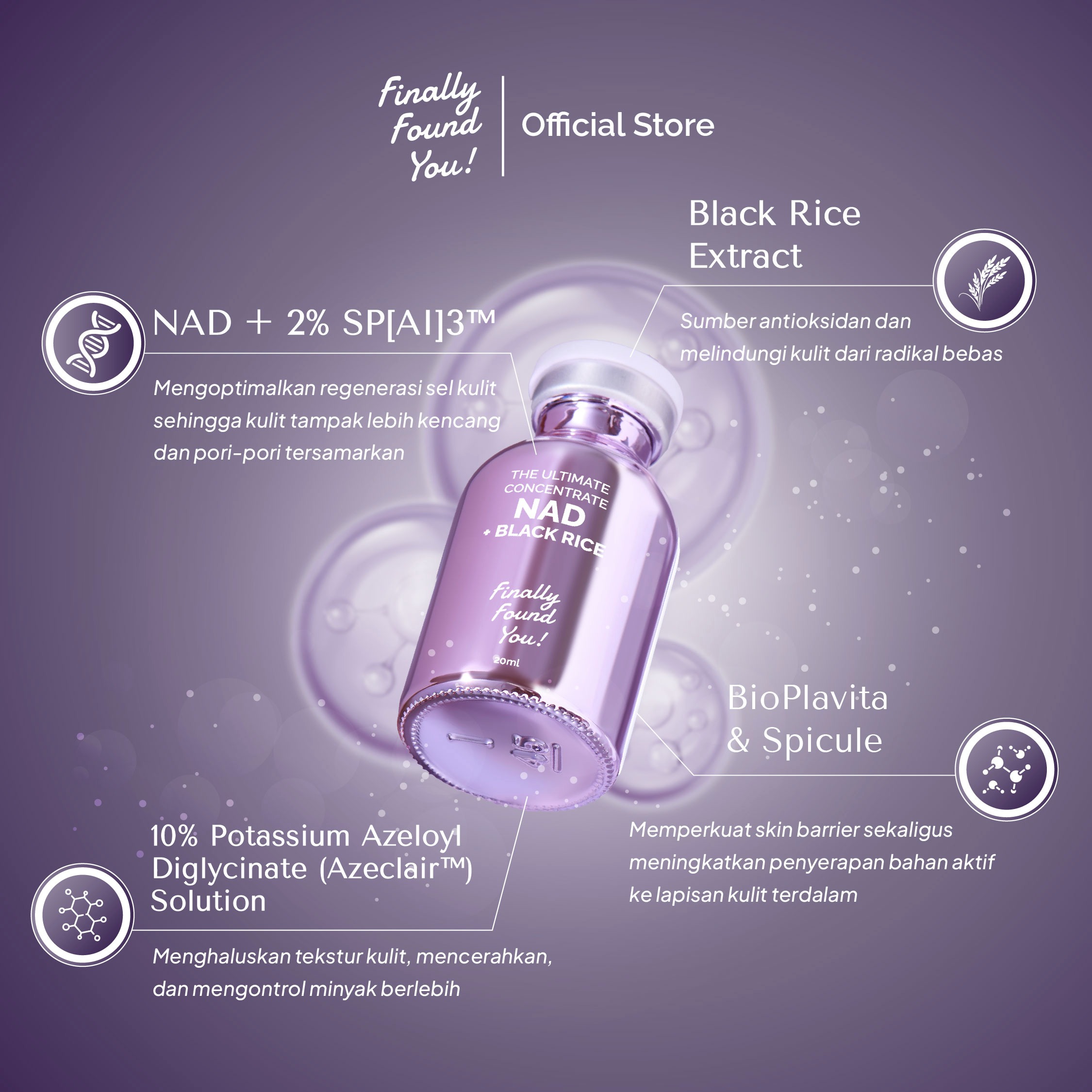 The Ultimate Concentrate NAD + Black Rice 20mL | Pore-Tightening & Brightening Serum untuk membantu mengecilkan pori dan mencerahkan kulit