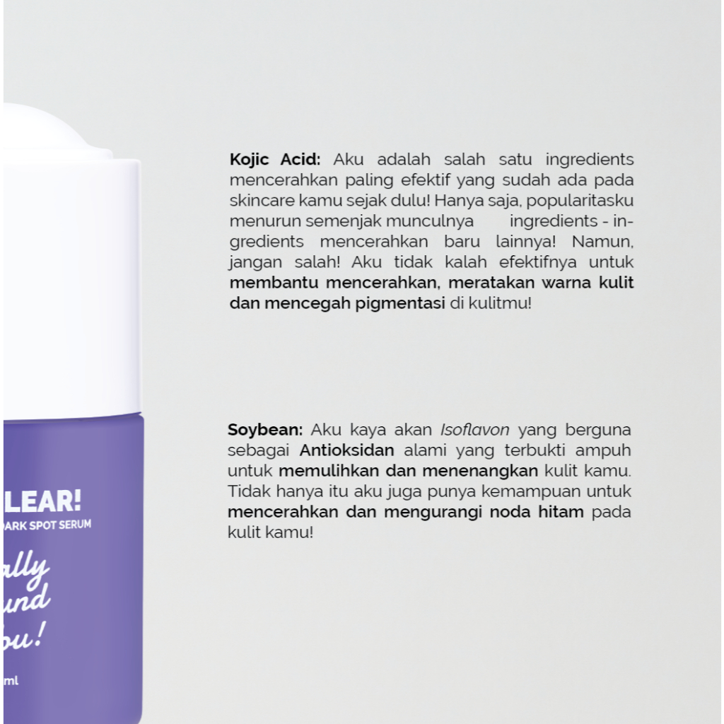 Finally Found You! SOY CLEAR Brightening & Dark Spot Serum - Serum Mencerahkan dan Noda Hitam Untuk Semua Jenis Kulit 20ml