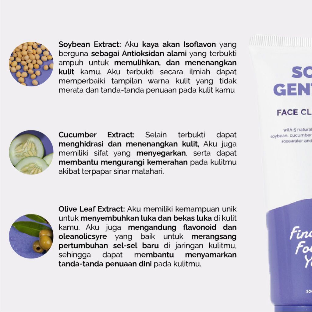 Finally Found You! Soy Gentle Face Cleanser - 2in1 Makeup Remover dan Sabun Cuci Muka pH-Balanced Untuk Semua Jenis Kulit 100mL