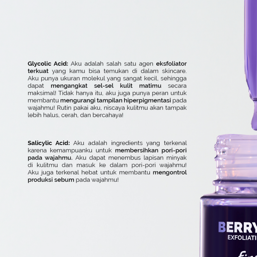 Finally Found You! BERRY DEEP Exfoliating Serum 20ml - Serum Exfoliasi Wajah dengan AHA BHA PHA LHA untuk Menghaluskan, Mencerahkan dan Mengangkat Sel Kulit Mati