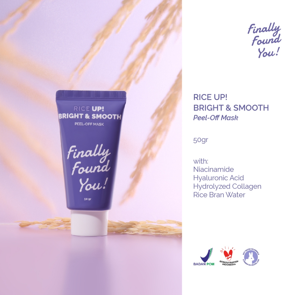 Finally Found You! RICE UP! Bright & Smooth PEEL-OFF MASK 50gr - Menghidrasi dan Mencerahkan Wajah