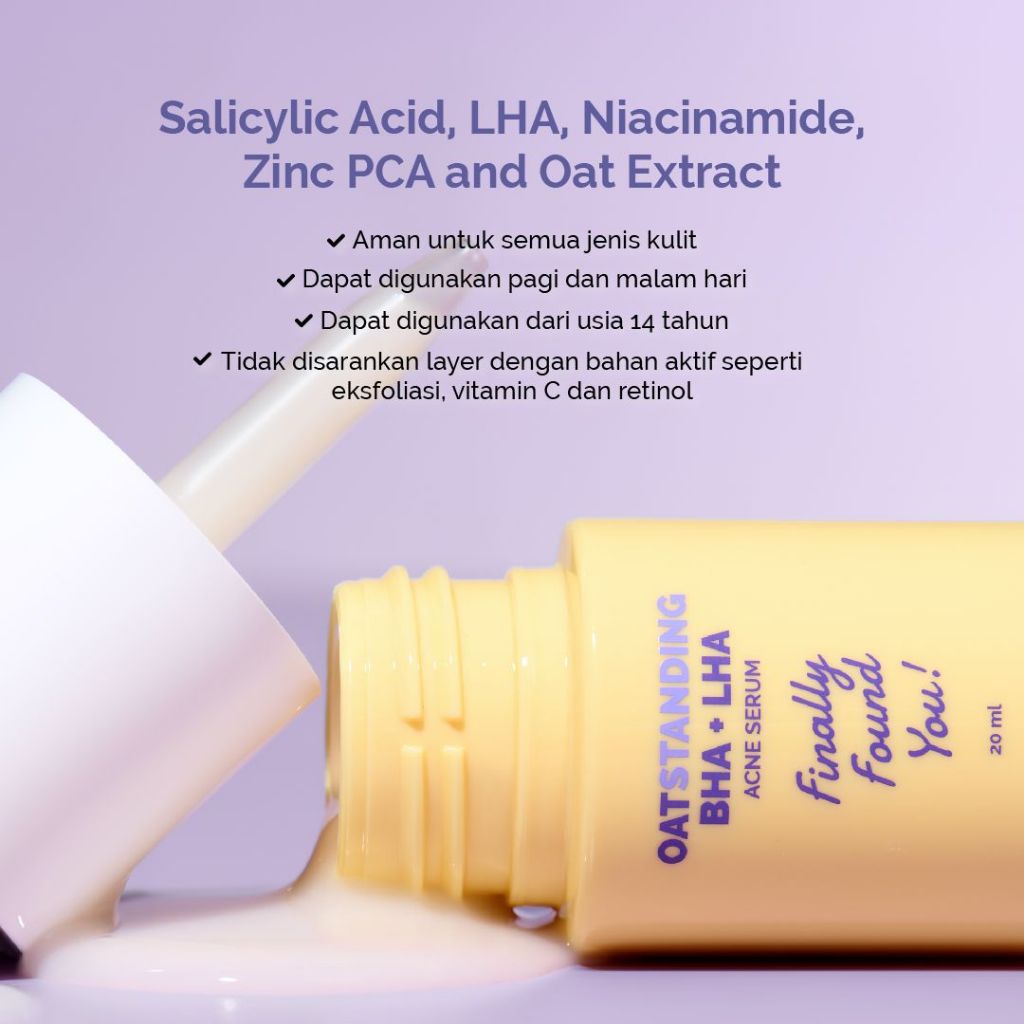 Finally Found You! OATSTANDING BHA + LHA Acne Serum - Serum untuk Merawat Kulit dan Melawan Bakteri Jerawat 20ml