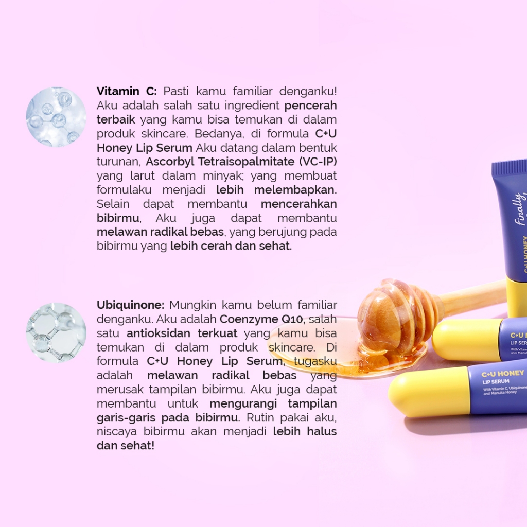 Finally Found You! C+U Honey Lip Serum untuk Melembapkan dan Mencerahkan Bibir 5ml