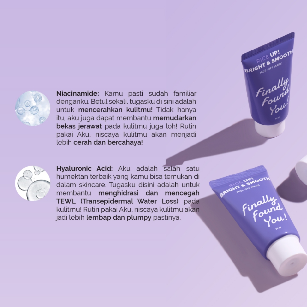 Finally Found You! RICE UP! Bright & Smooth PEEL-OFF MASK 50gr - Menghidrasi dan Mencerahkan Wajah