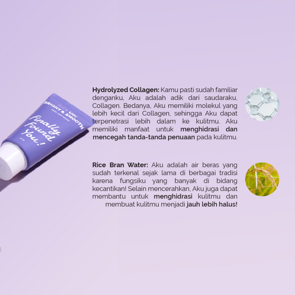 Finally Found You! RICE UP! Bright & Smooth PEEL-OFF MASK 50gr - Menghidrasi dan Mencerahkan Wajah