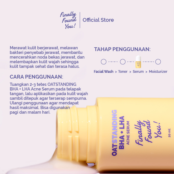 Finally Found You! OATSTANDING BHA + LHA Acne Serum - Serum untuk Merawat Kulit dan Melawan Bakteri Jerawat 20ml