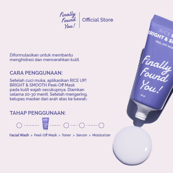 Finally Found You! RICE UP! Bright & Smooth PEEL-OFF MASK 50gr - Menghidrasi dan Mencerahkan Wajah
