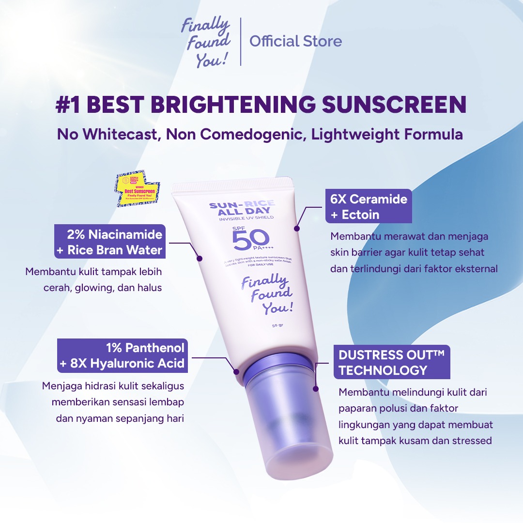 FINALLY FOUND YOU! SUN-RICE ALL DAY Invisible UV Shield SPF 50 PA++++ 50ml