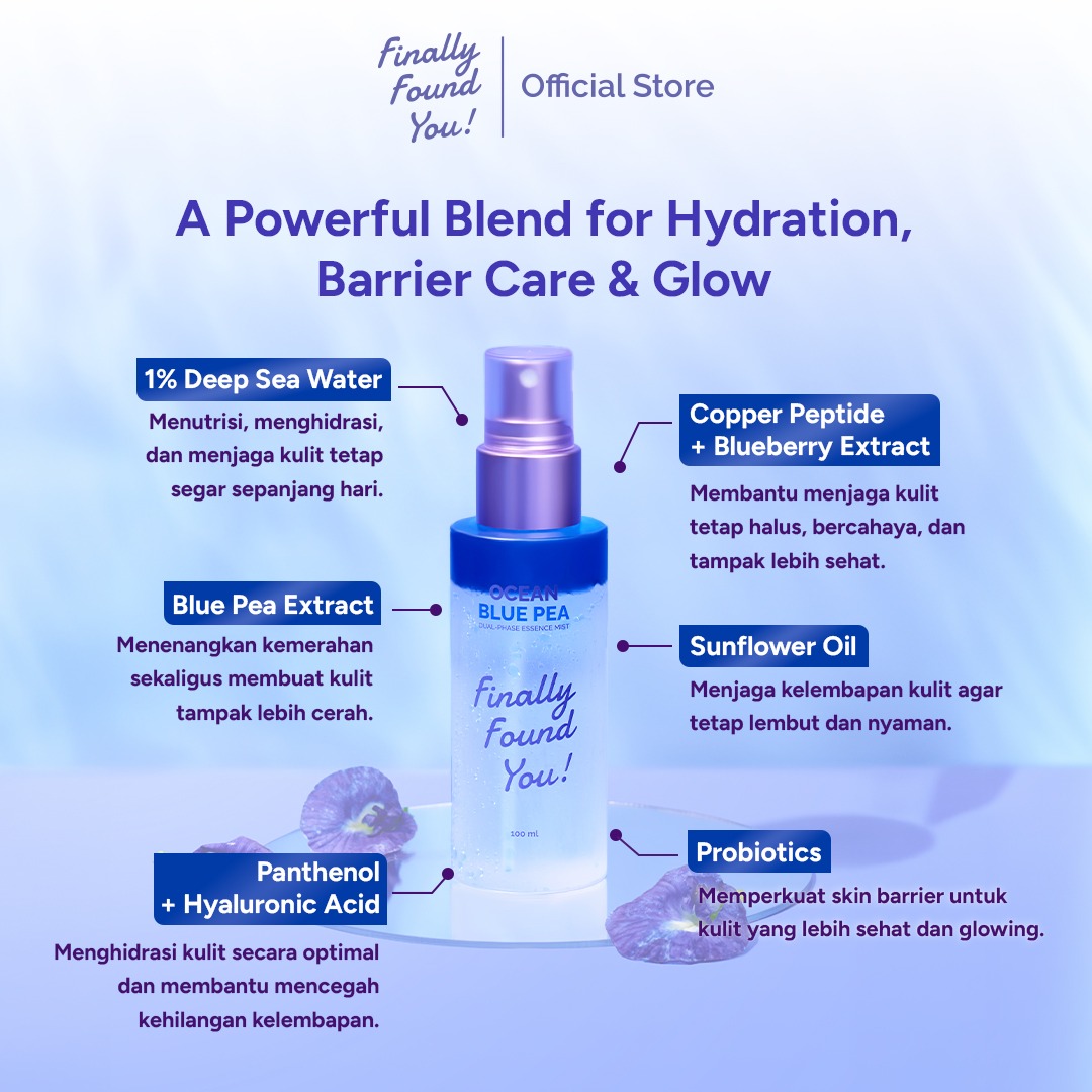 Finally Found You! Ocean Blue Pea Dual-Phase Essence Mist 100ml & 50ml
