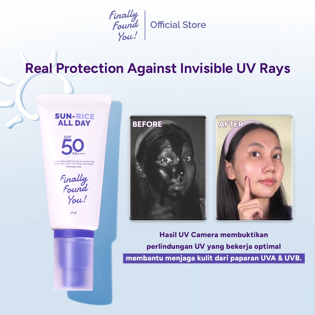 FINALLY FOUND YOU! SUN-RICE ALL DAY Invisible UV Shield SPF 50 PA++++ 50ml
