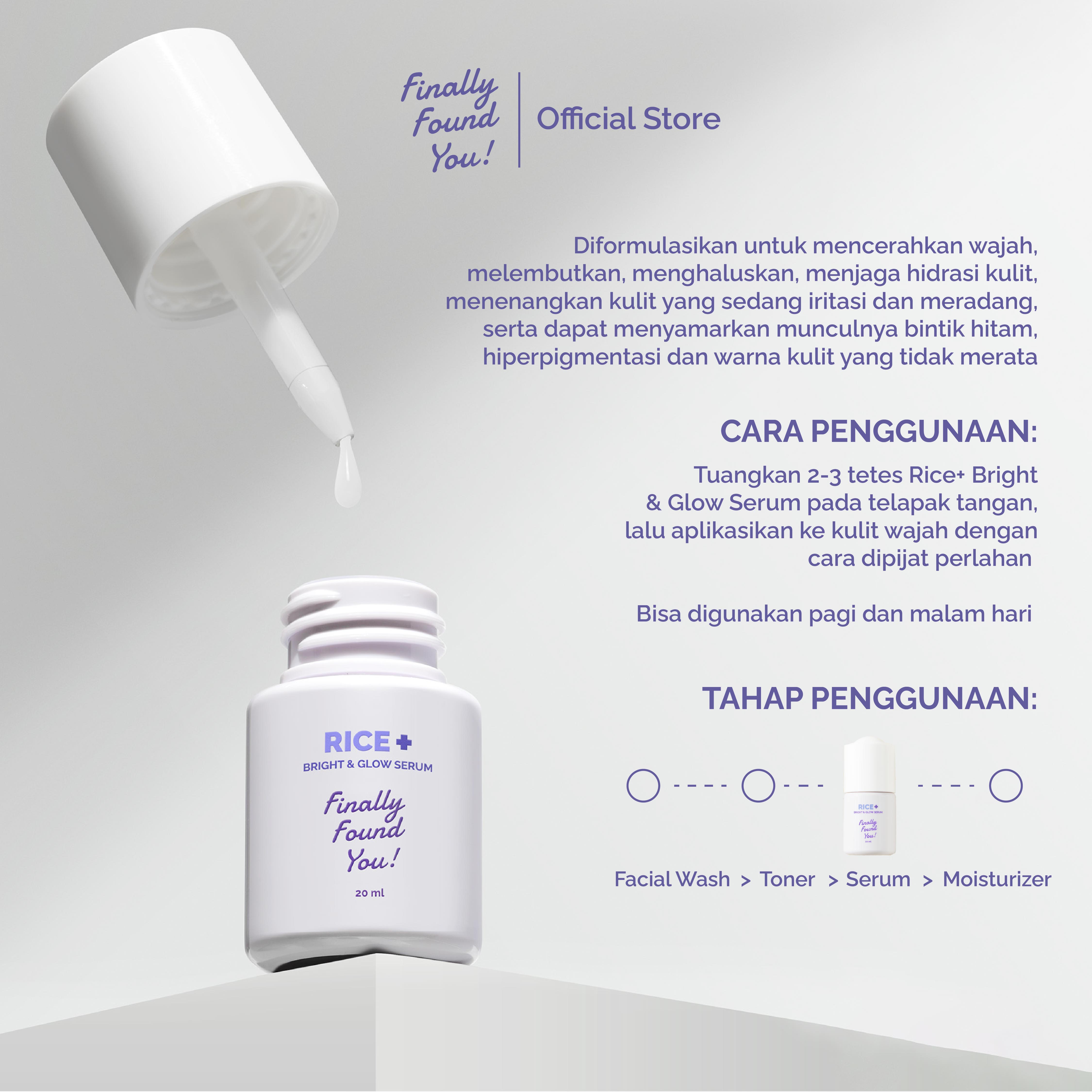 Finally Found You! RICE + BRIGHT & GLOW SERUM 20ml | Serum mencerahkan dan meratakan warna kulit untuk semua jenis kulit