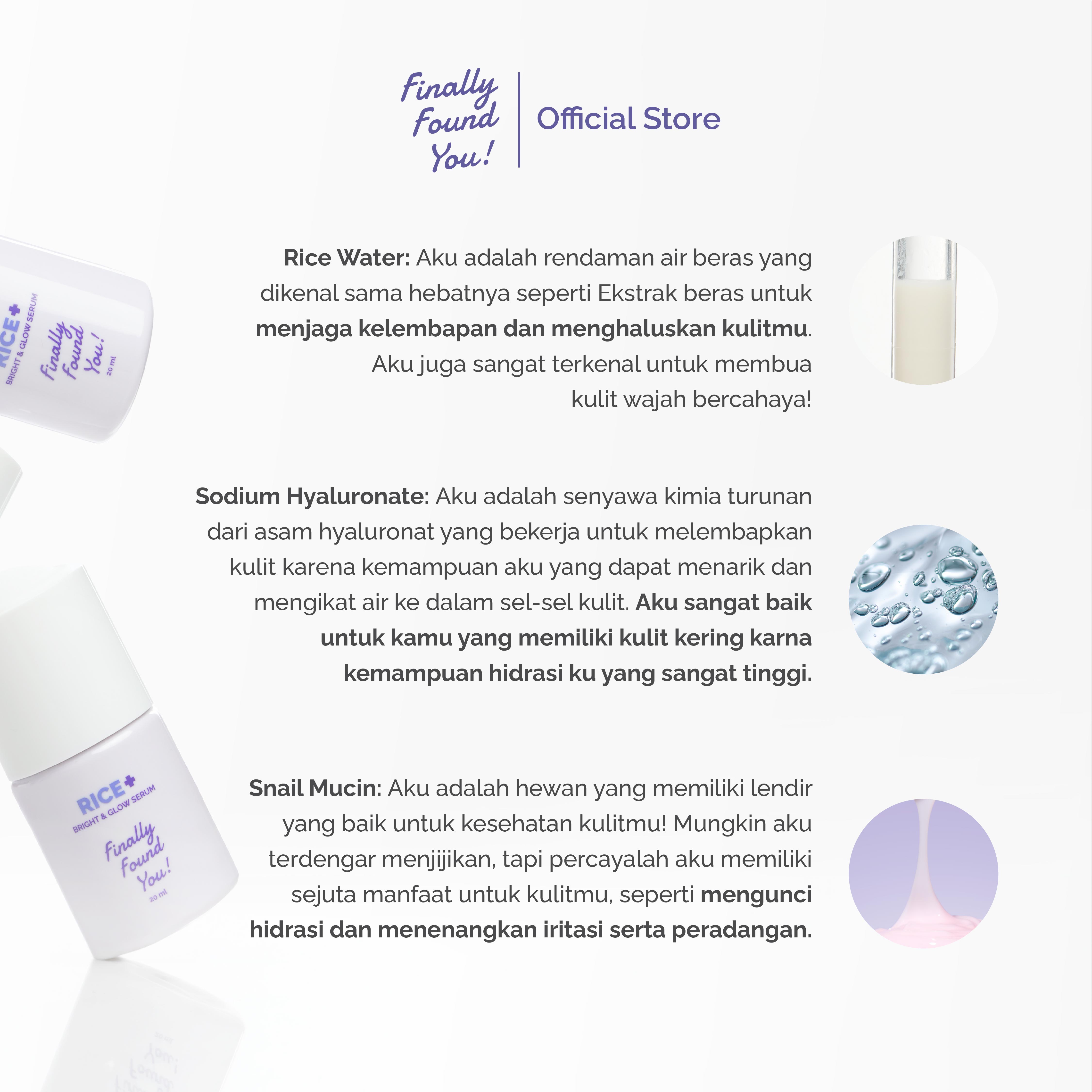 Finally Found You! RICE + BRIGHT & GLOW SERUM 20ml | Serum mencerahkan dan meratakan warna kulit untuk semua jenis kulit