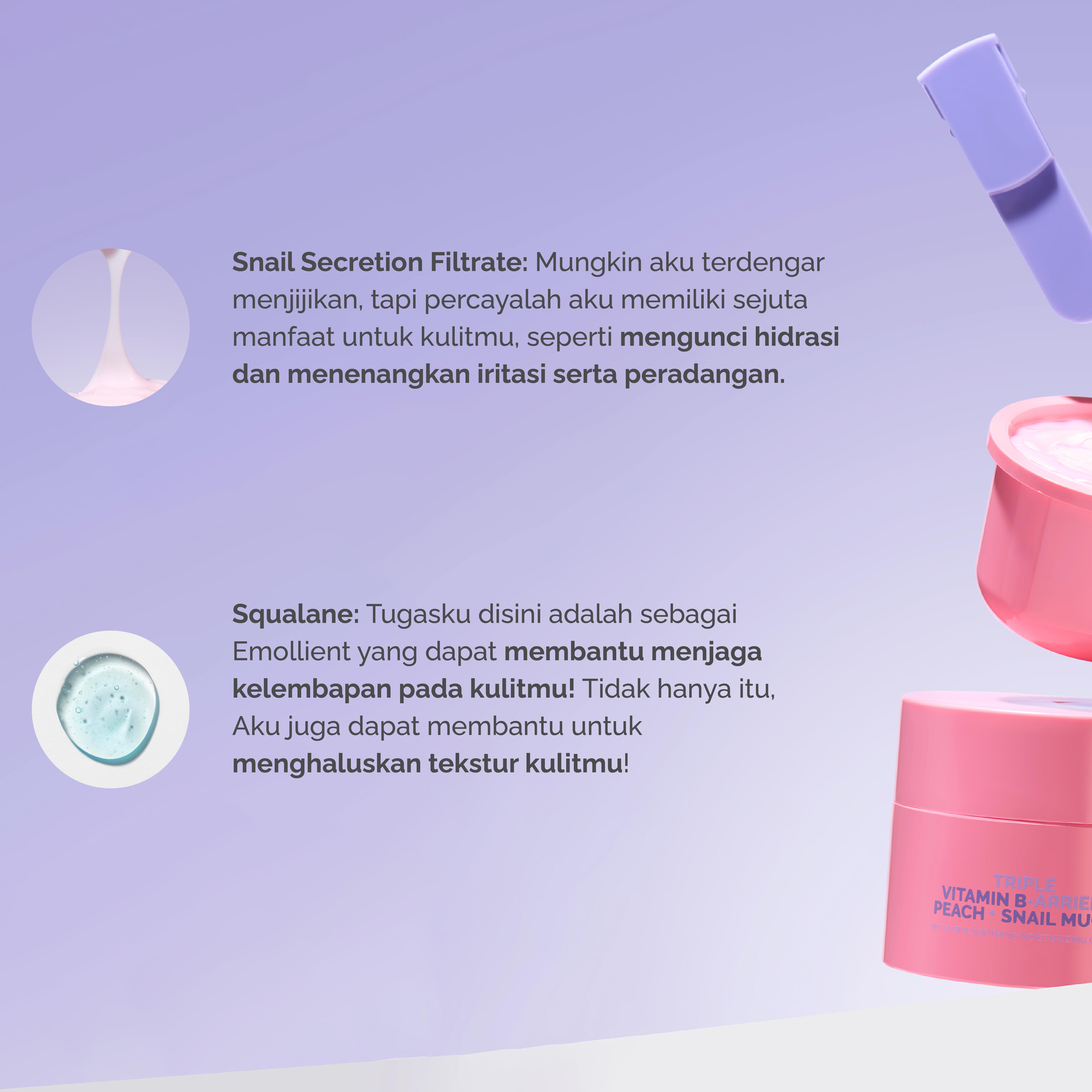 Finally Found You! TRIPLE VITAMIN B-ARRIER + PEACH + SNAIL MUCIN Intensive Soothing Moisturizing Cream 50gr