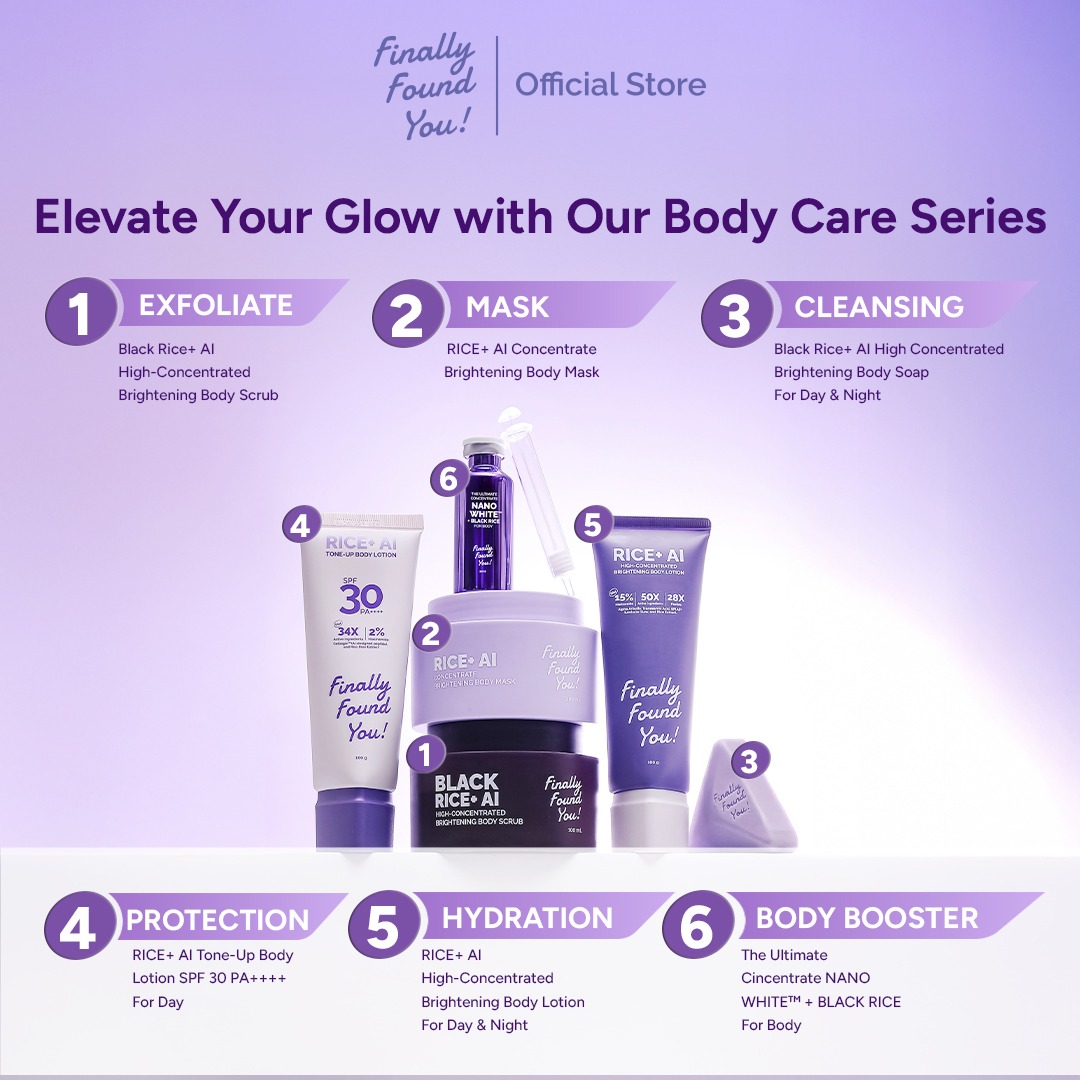 Finally Found You! RICE+ AI UV Bright Tone-Up Lotion SPF 30 PA++++ | Lotion Badan Cerah & Proteksi UV