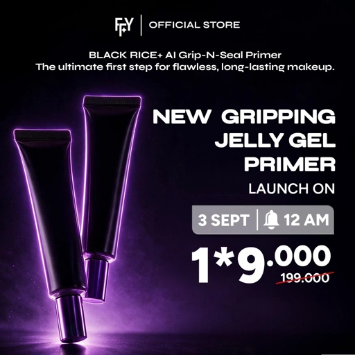 [NEW LAUNCH] Finally Found You! BLACK RICE+ AI Grip-N-Seal Primer 40g | Base Makeup Primer Tahan Lama, Gripping Jelly Primer, Hydrating Makeup Primer, Mengunci Kelembapan & Skin Barrier Support