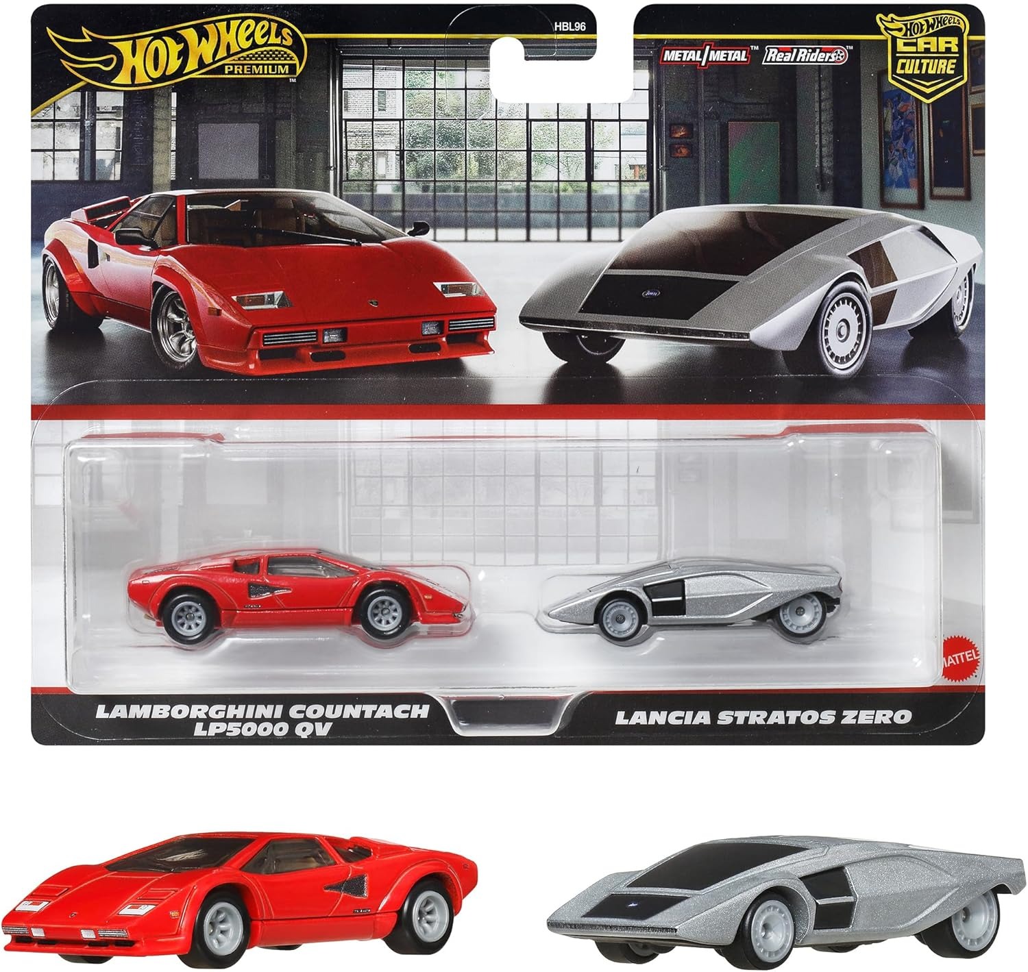 JBL02 | Hot Wheels Premium Car Culture 2Pack Lamborghini Countach LP5000 QV/Lancia Stratos Zero
