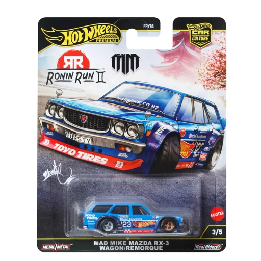 Image of JBK50 | Hot Wheels Premium Car Culture Ronin Run Mad Mike Mazda Rx-3 Wagon Remorque
