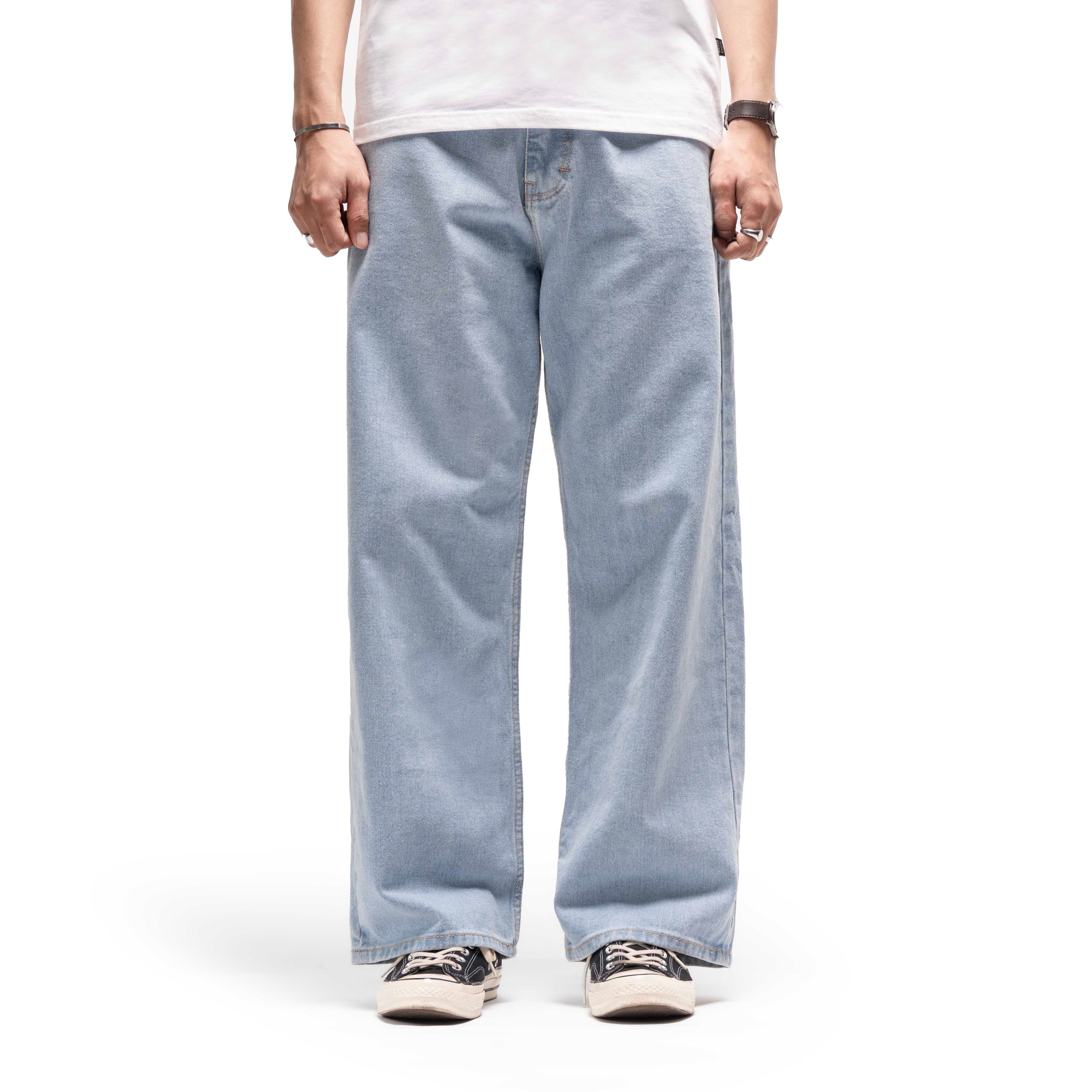 Queenbeer - Denim Pants Wide Fit Colby Blue Washed