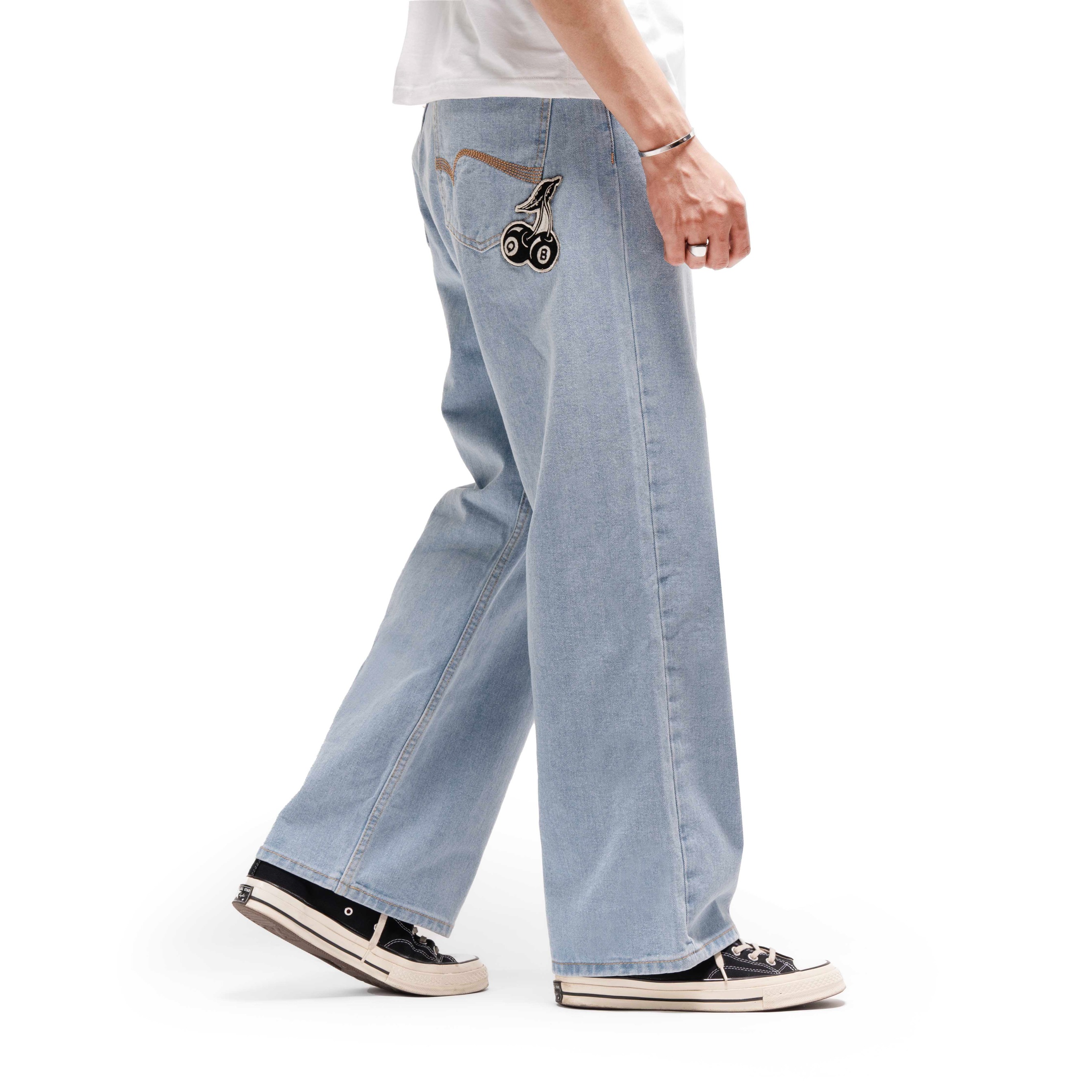 Queenbeer - Denim Pants Wide Fit Colby Blue Washed