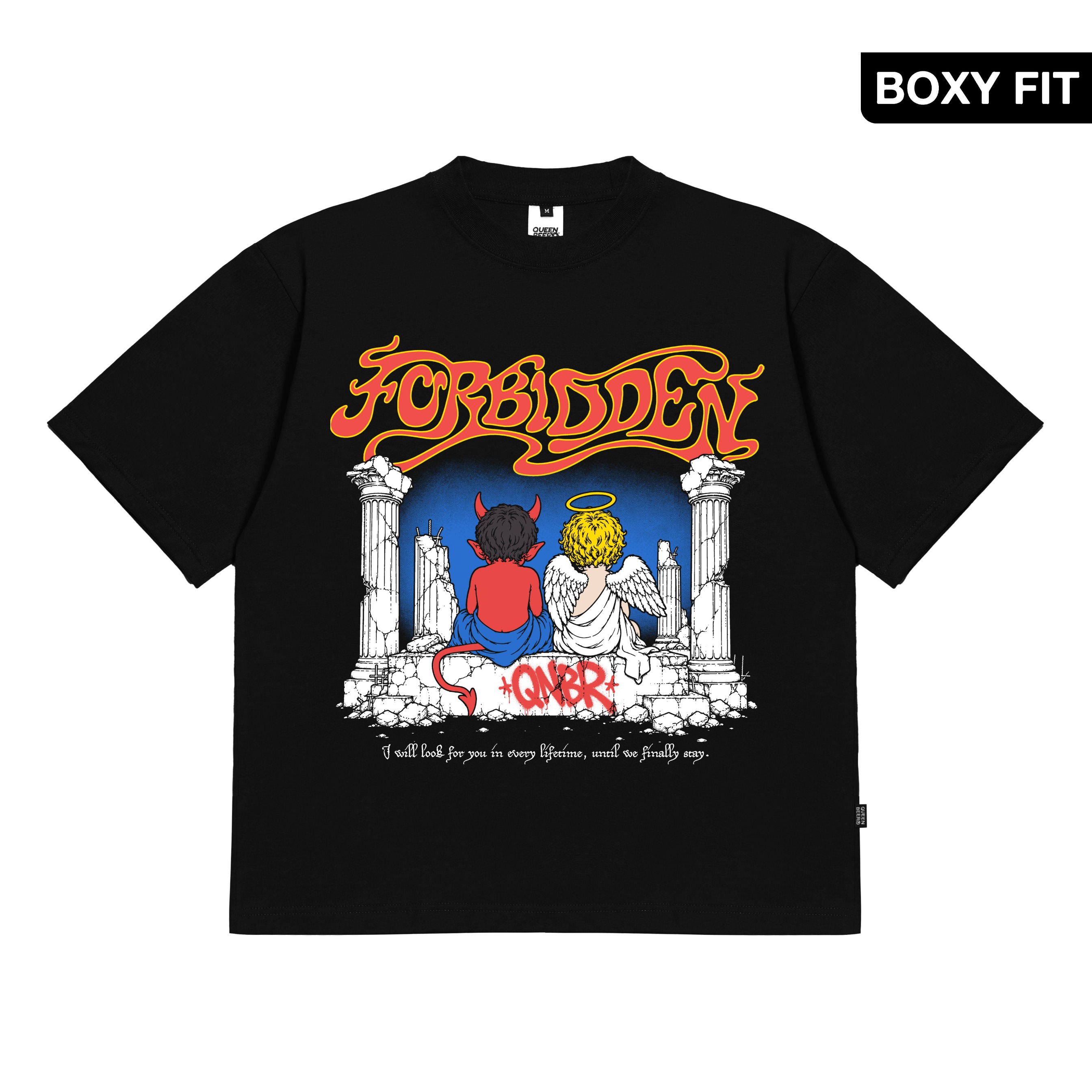 Queenbeer - T-shirt Boxy Forbidden Black