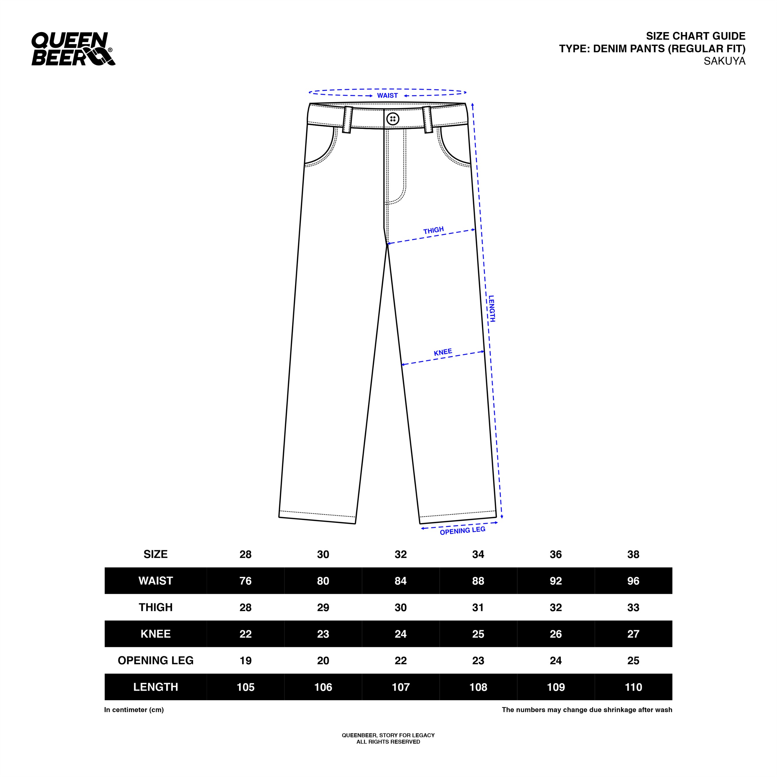 Queenbeer - Denim Pants Sakuya Blue Washed