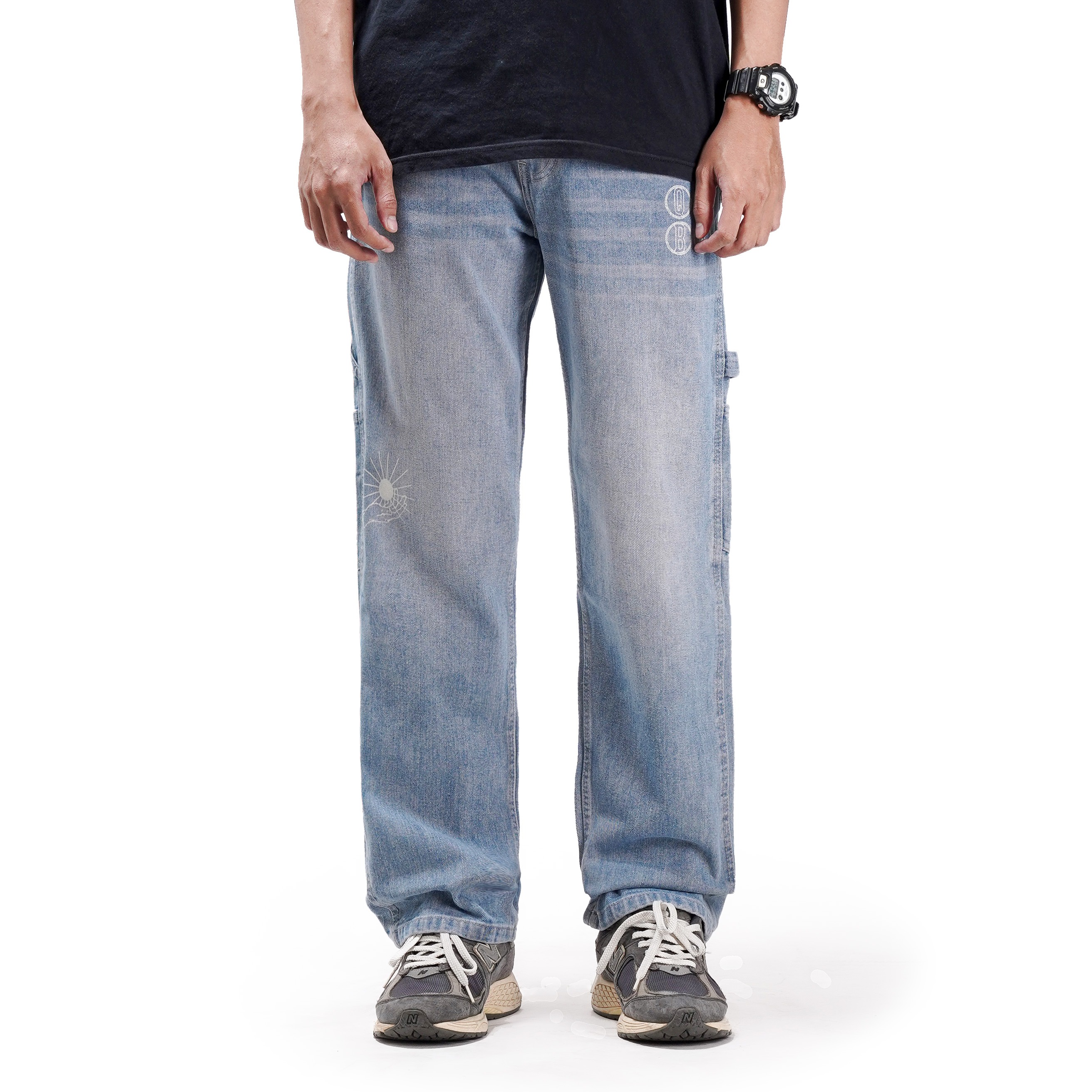 Queenbeer - Carpenter Denim Pants Shade Washed