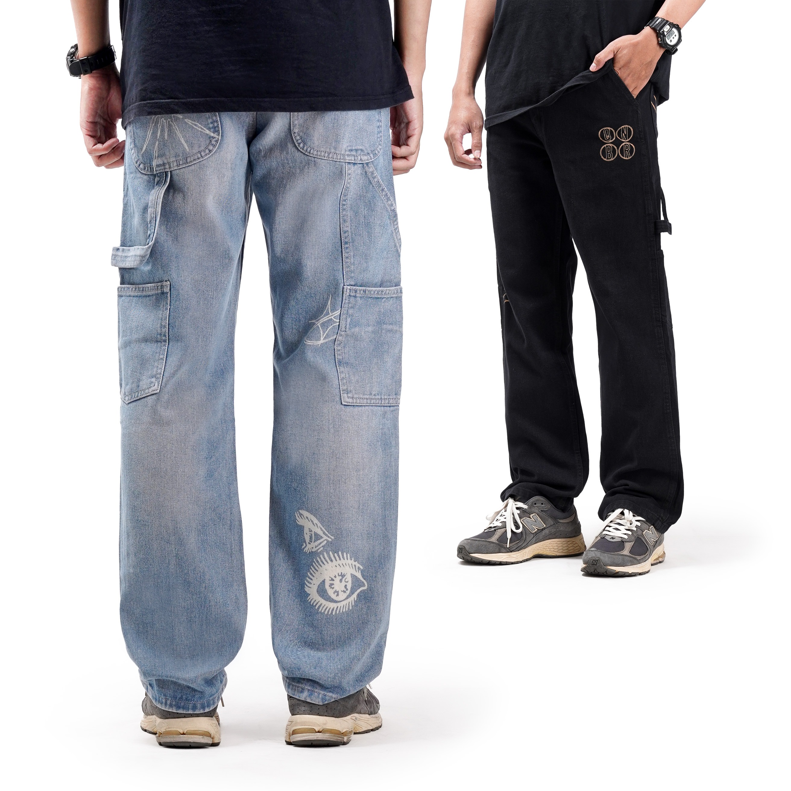 Queenbeer - Carpenter Denim Pants Shade Washed