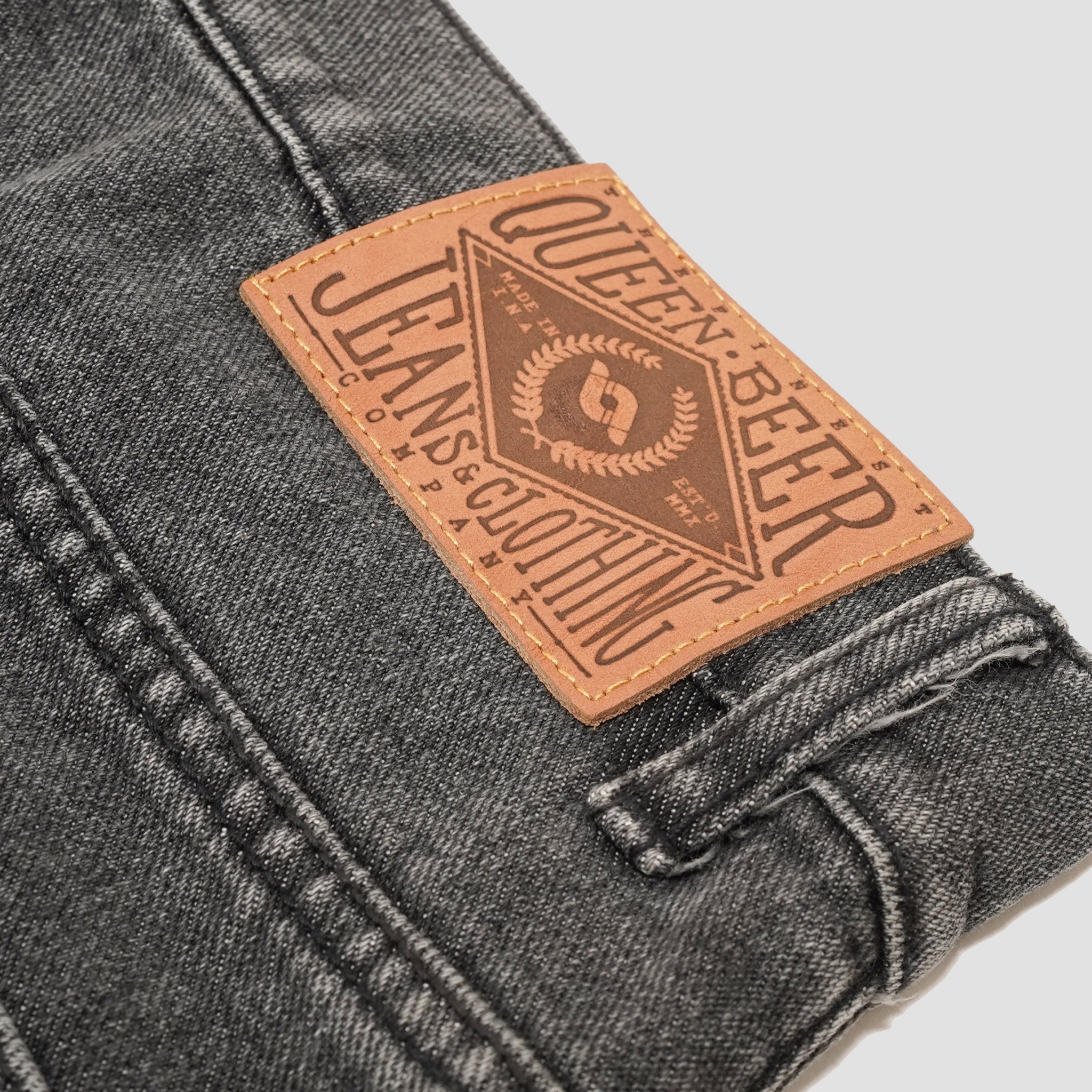 Queenbeer - Denim Pants Maze Black Stone Washed