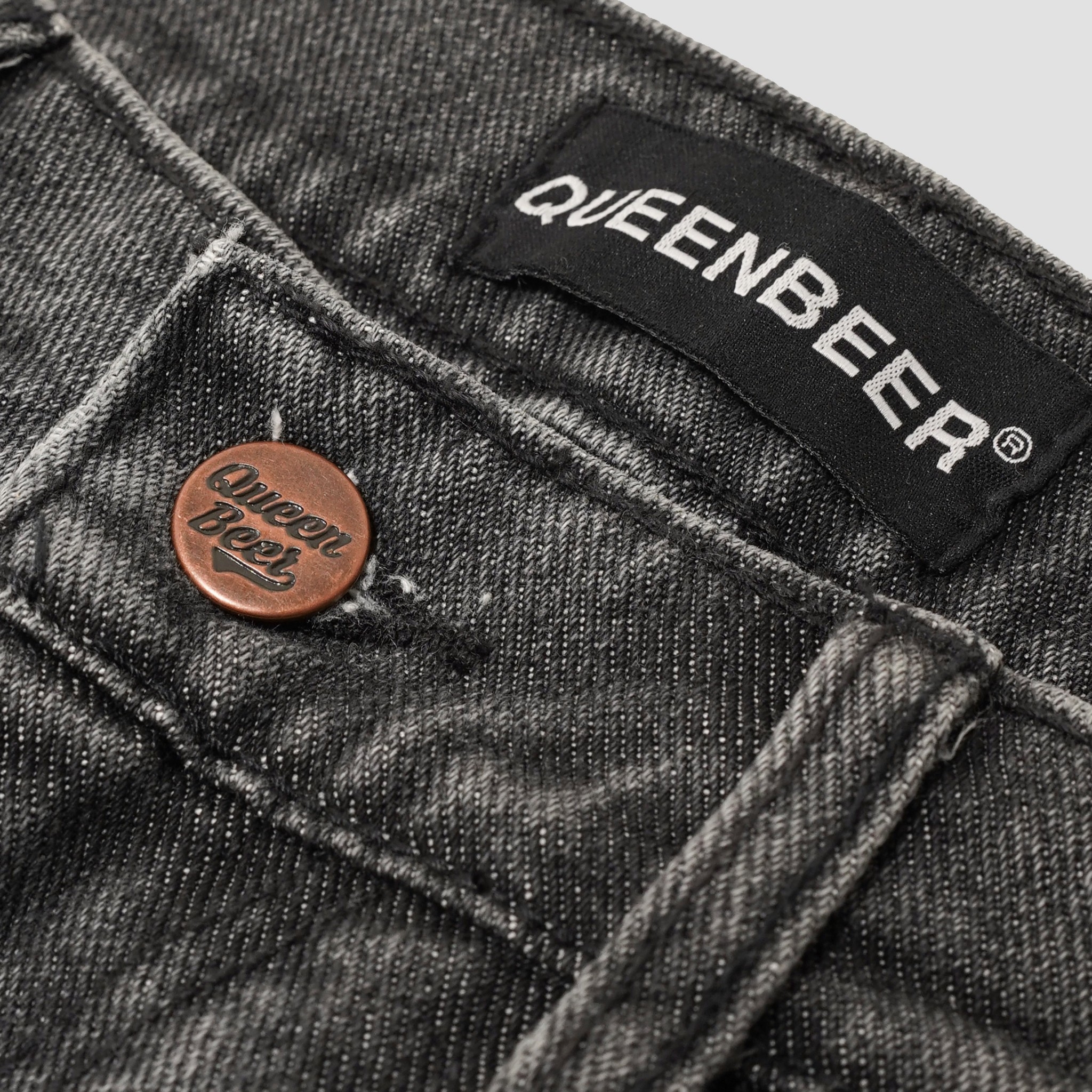 Queenbeer - Denim Pants Maze Black Stone Washed