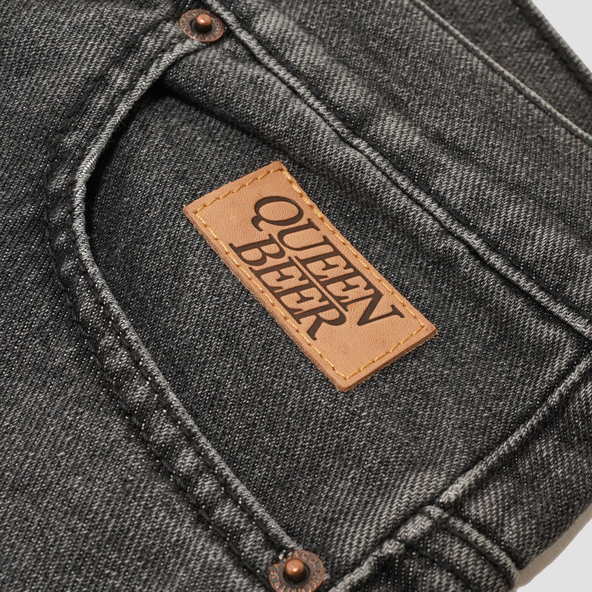 Queenbeer - Denim Pants Maze Black Stone Washed