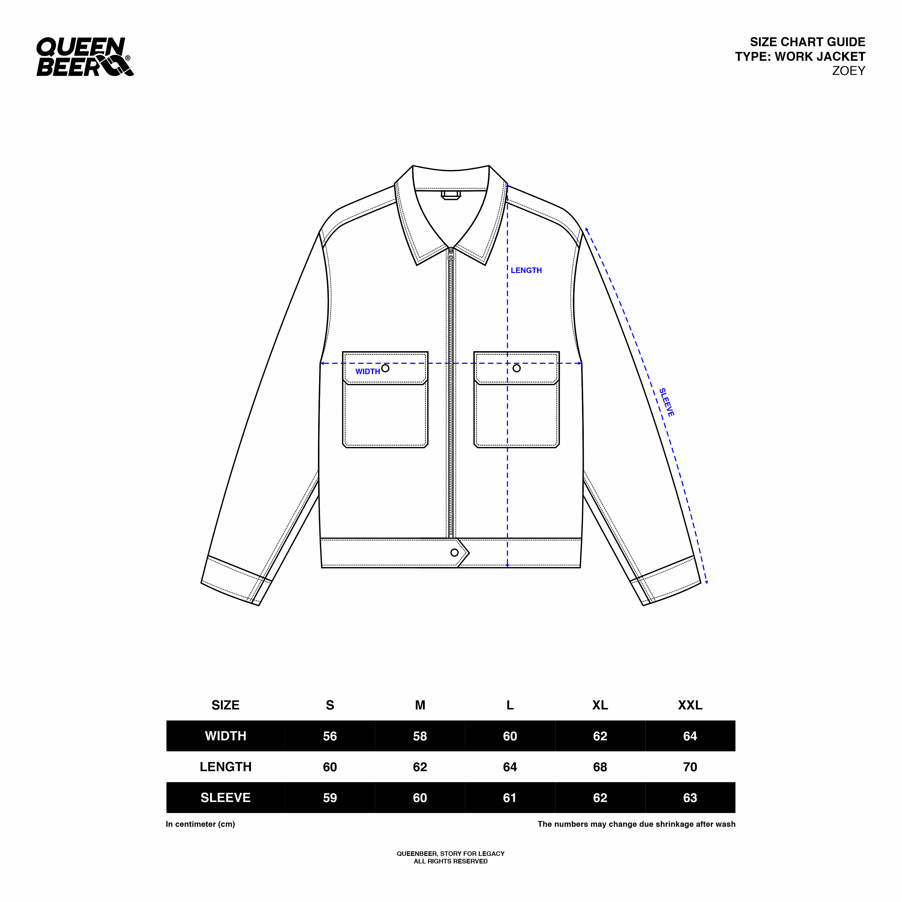 Queenbeer - Zoey Navy Work Jacket