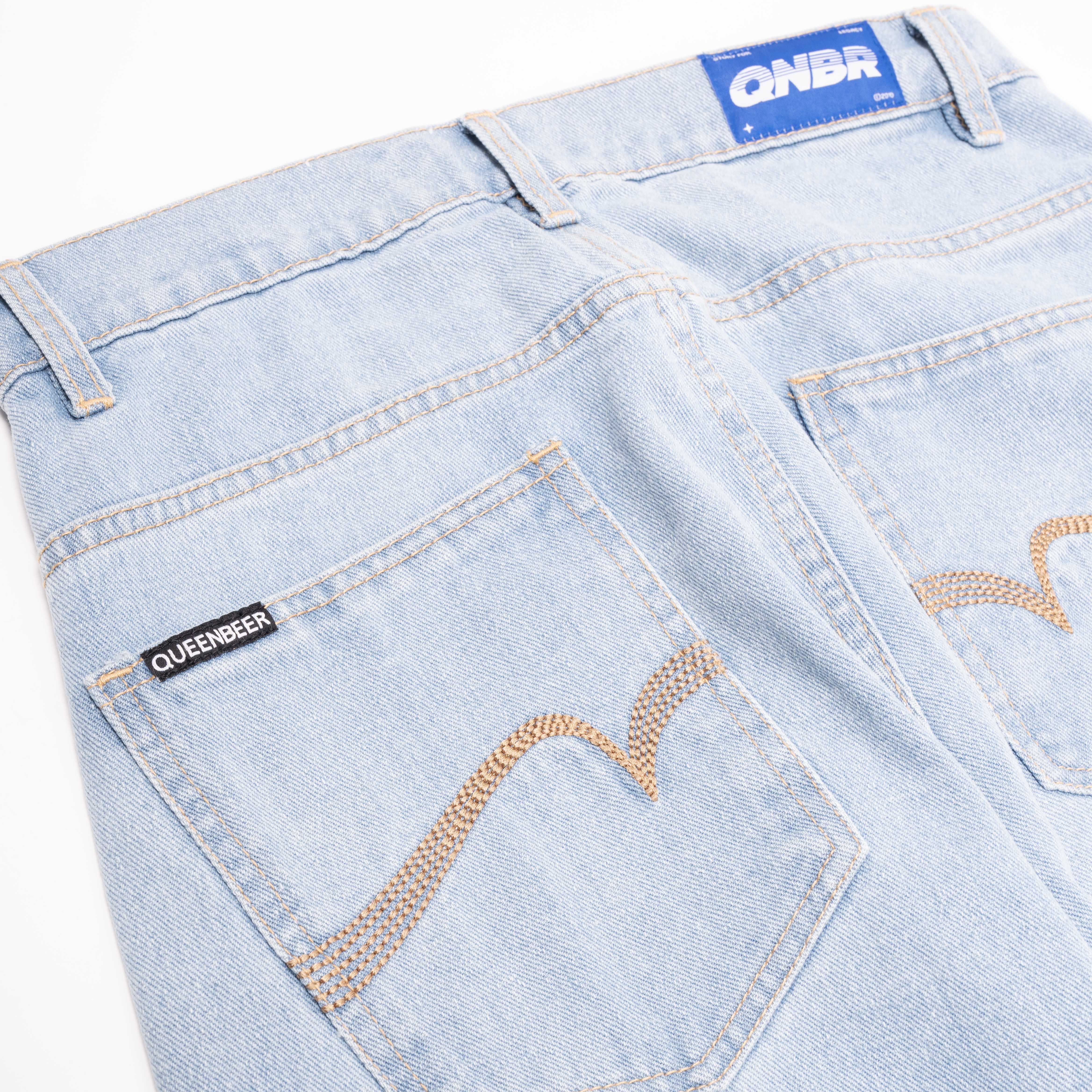 Queenbeer - Denim Pants Wide Fit Colby Blue Washed