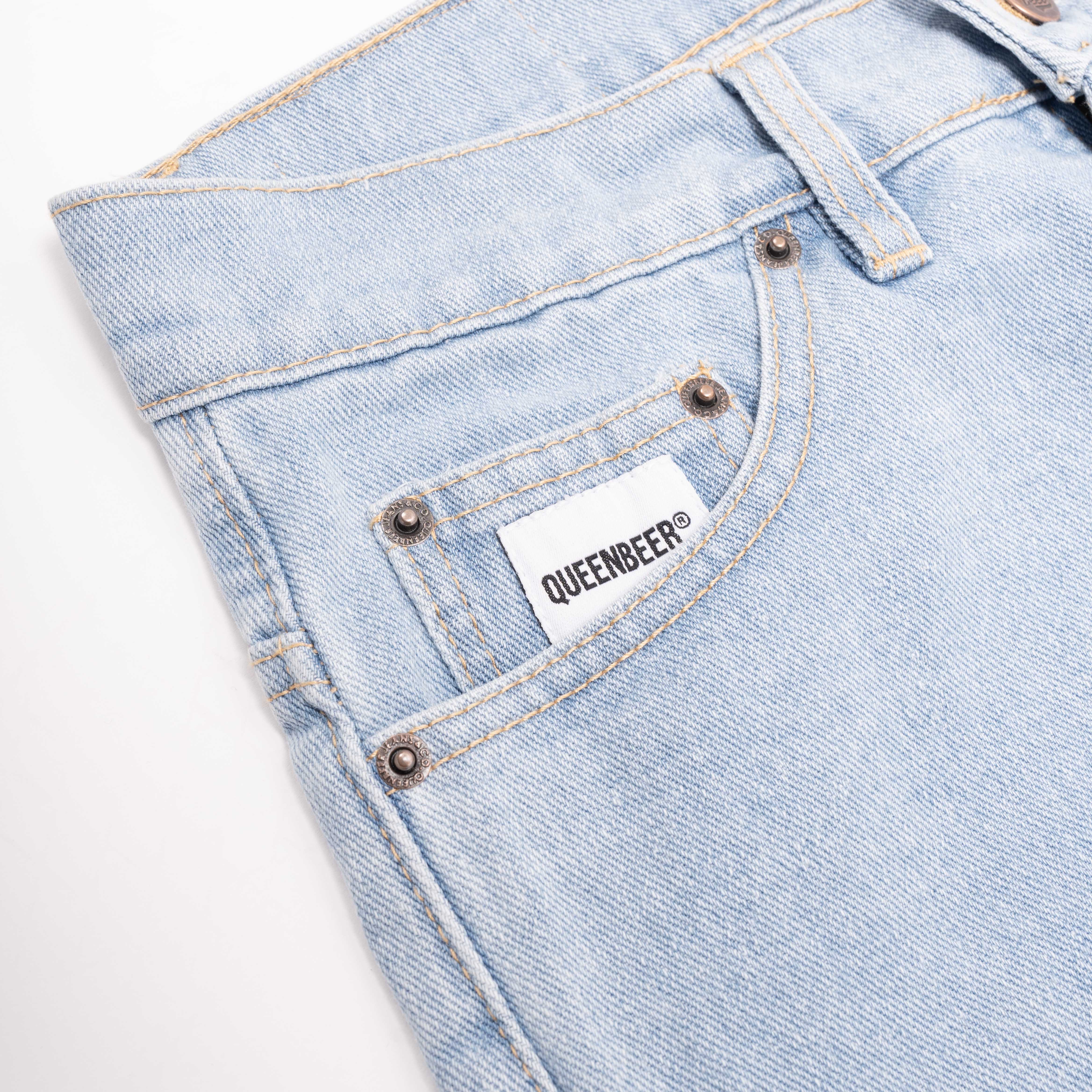 Queenbeer - Denim Pants Wide Fit Colby Blue Washed