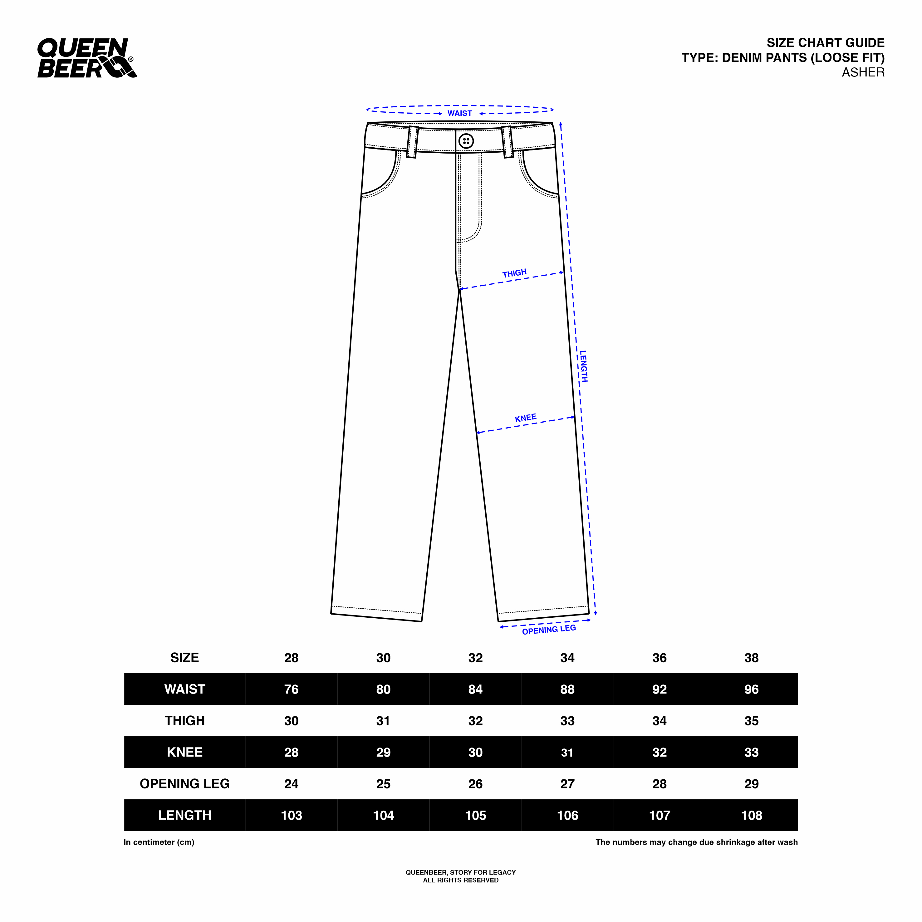 Queenbeer - Denim Pants Loose Fit Asher Blue Washed