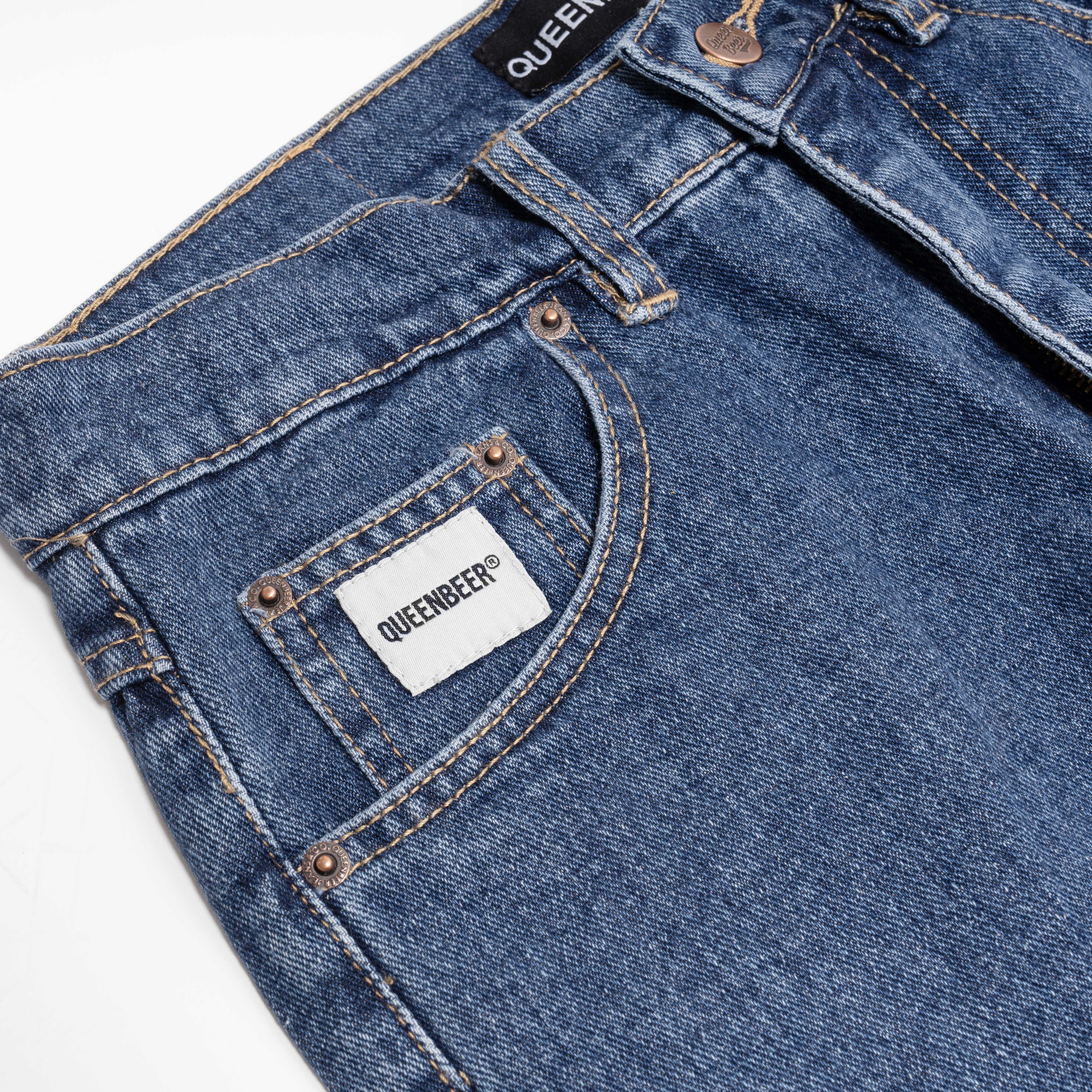 Queenbeer - Denim Pants Loose Fit Asher Blue Washed