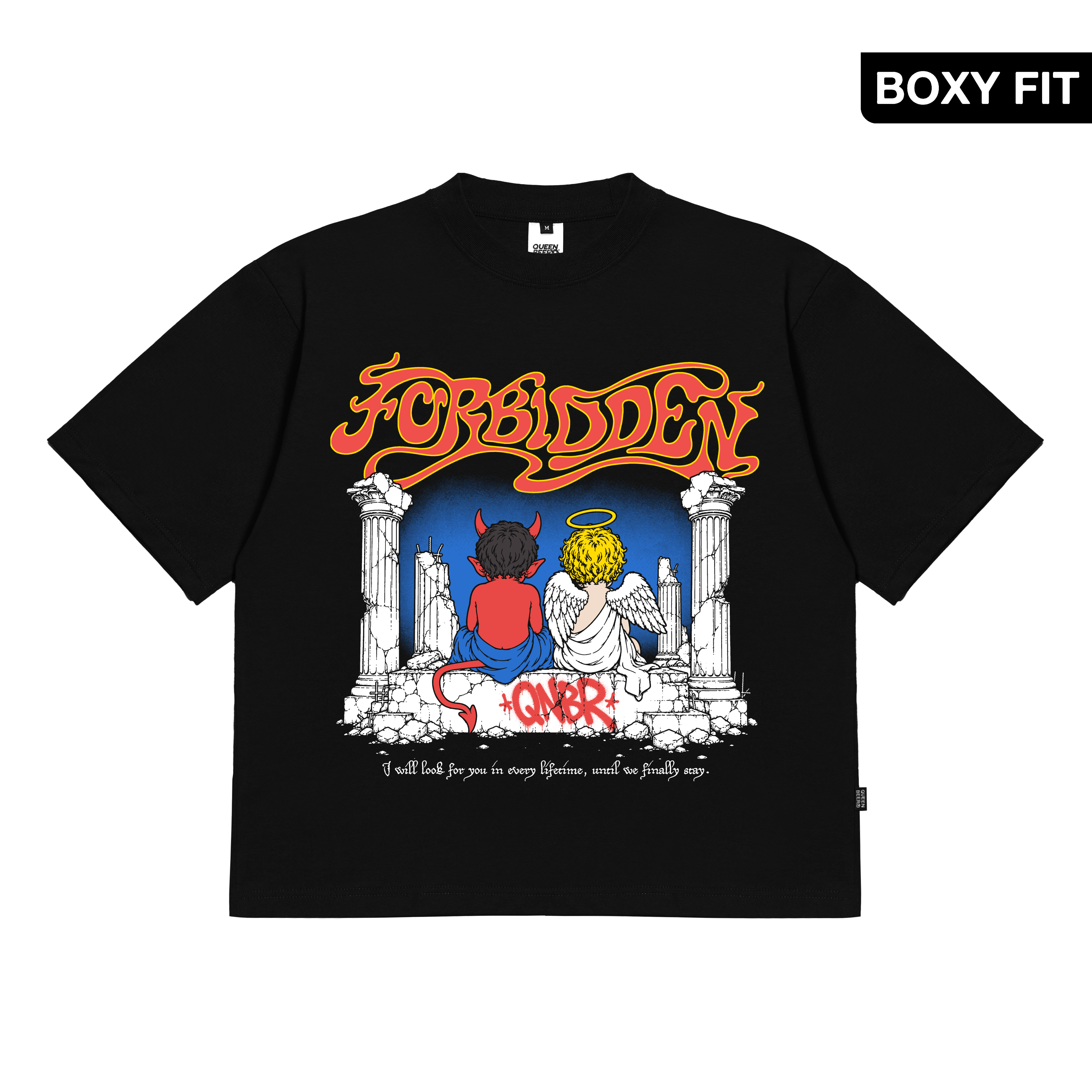 Queenbeer - T-shirt Boxy Forbidden Black